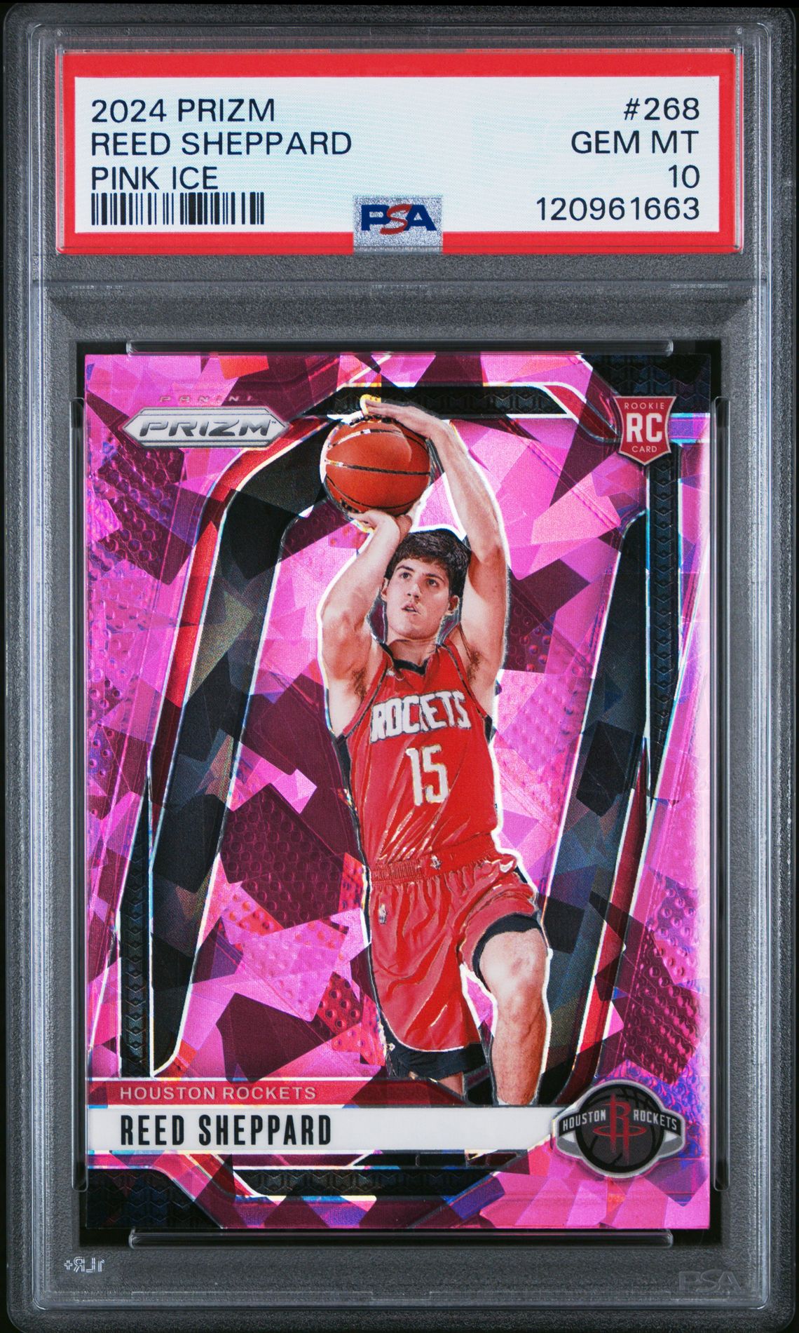 2024 Panini Prizm Reed Sheppard #268 (Pink Ice) Gem Mt 10 front