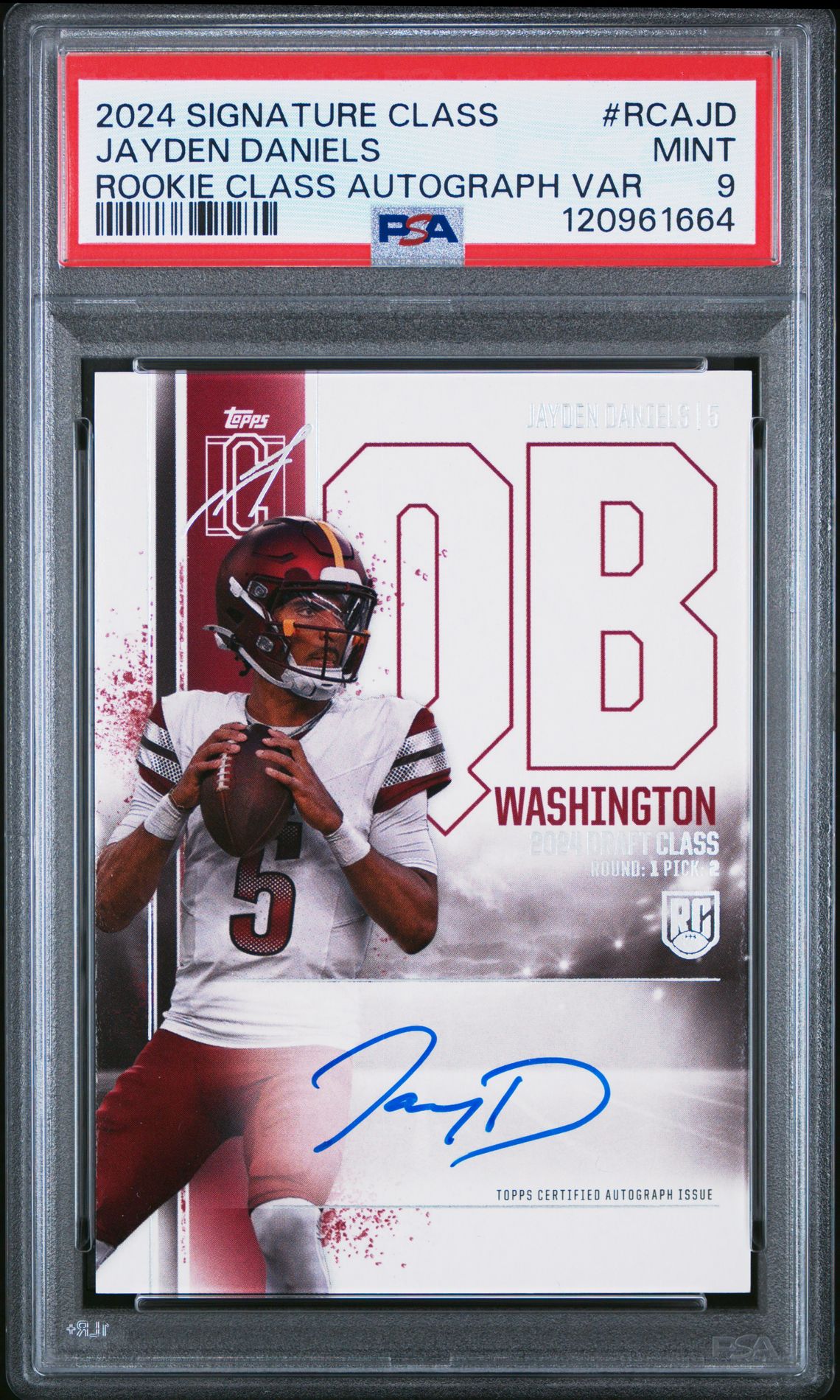 2024 Topps Signature Class Rookie Class Autograph Variation Jayden Daniels #Rcajd (Rookie Class Autograph Var) Mint 9 front