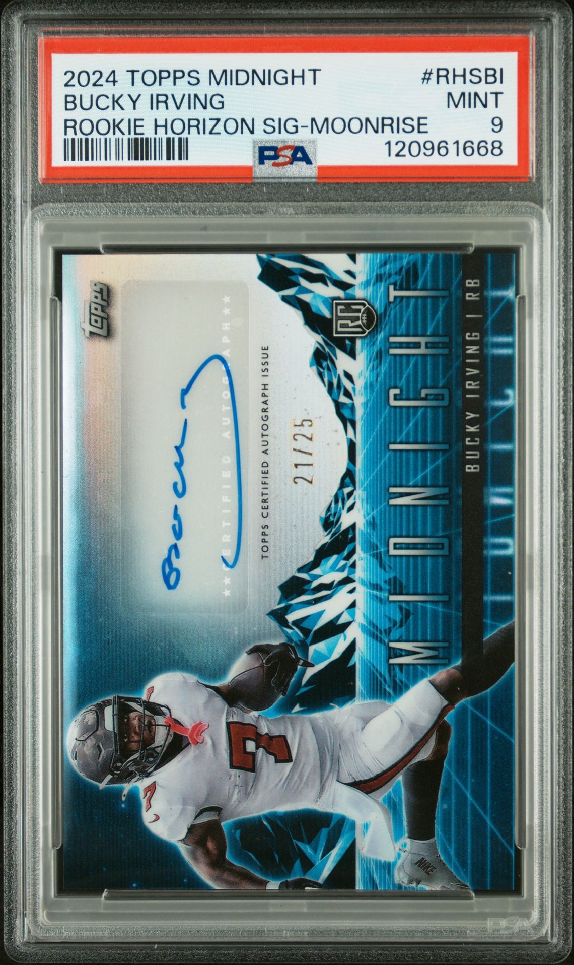 2024 Topps Midnight Rookie Horizon Signatures Bucky Irving #Rhsbi (Rookie Horizon Sig-Moonrise) Mint 9 front