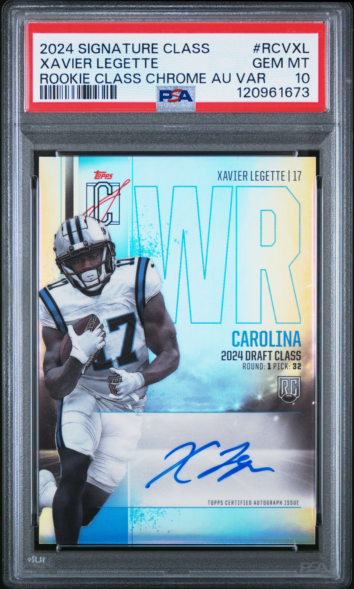 2024 Topps Signature Class Rookie Class Chrome Autograph Variation Xavier Legette #Rcvxl (Rookie Class Chrome Au Var) Gem Mt 10 front