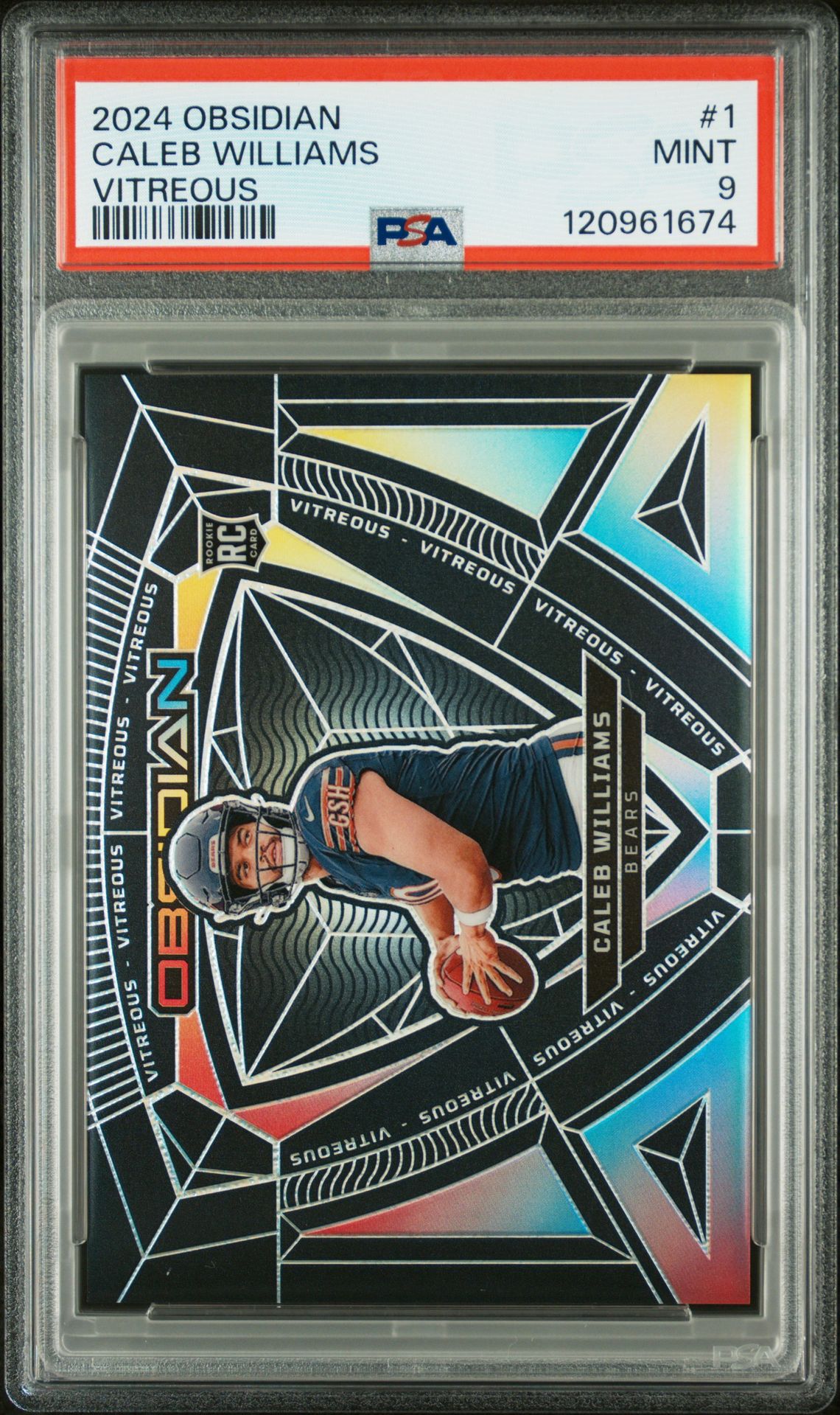 2024 Panini Obsidian Vitreous Caleb Williams #1 Mint 9 front