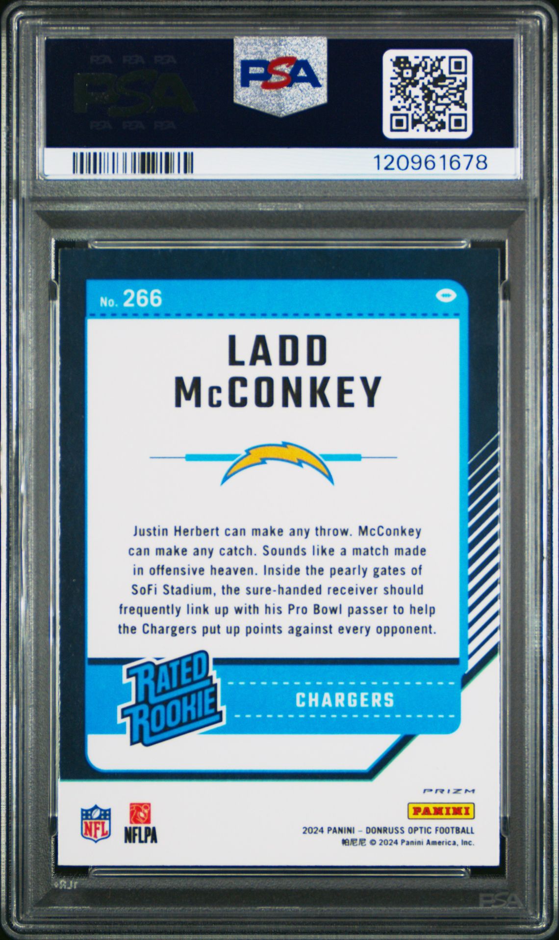 2024 Panini Donruss Optic Ladd Mcconkey #266 (Green Velocity) Gem Mt 10 back