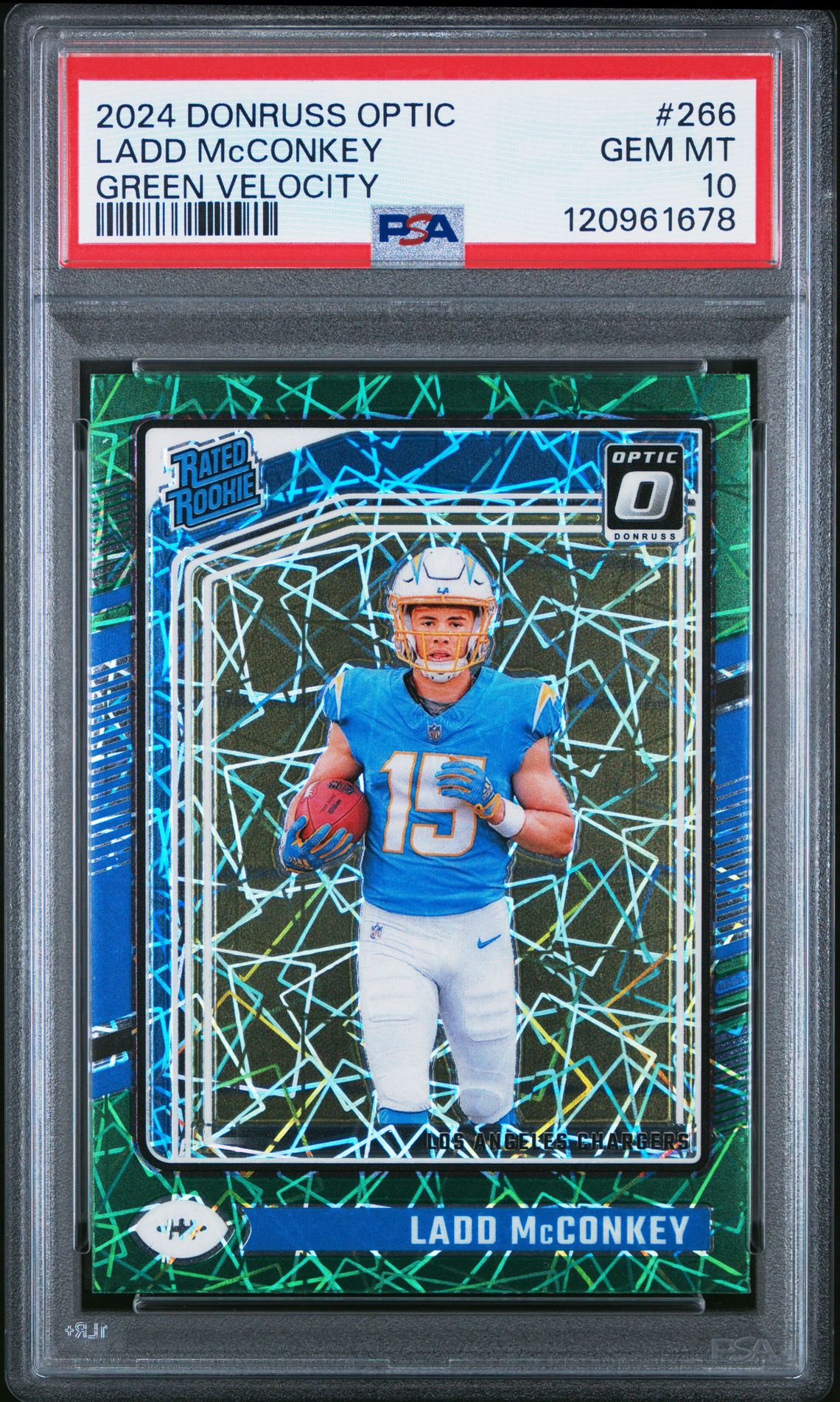 2024 Panini Donruss Optic Ladd Mcconkey #266 (Green Velocity) Gem Mt 10 front