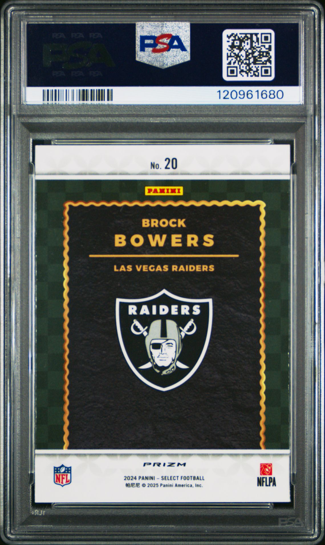 2024 Panini Select Score Select Throwback Brock Bowers #20 (Score Select Tb-Prizm) Gem Mt 10 back