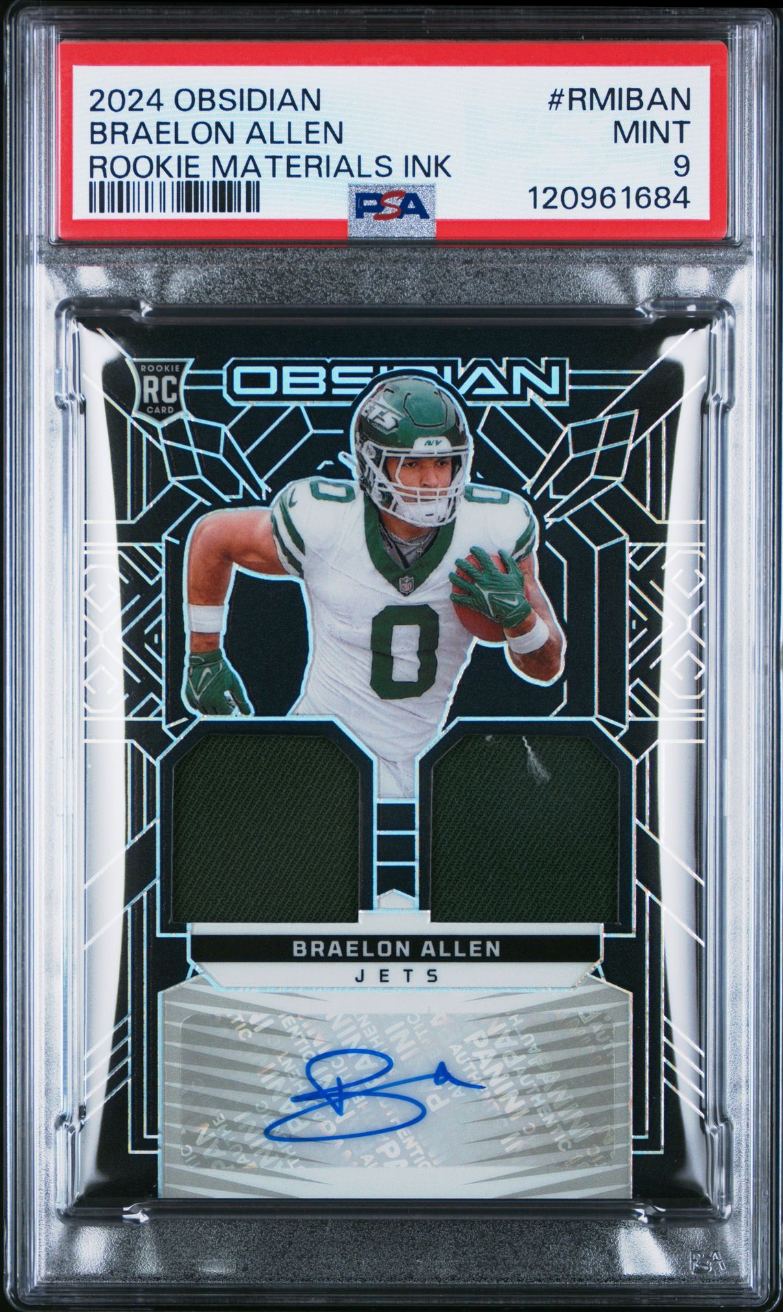 2024 Panini Obsidian Rookie Materials Ink Braelon Allen #Rmiban Mint 9 front