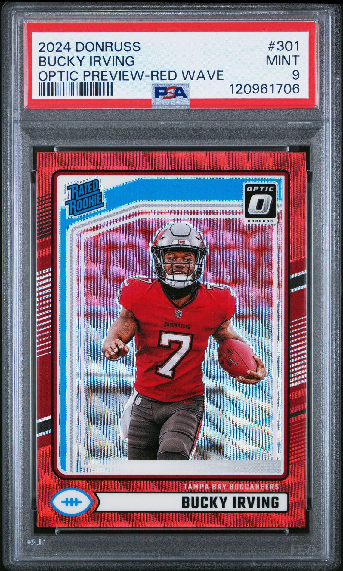 2024 Panini Donruss Bucky Irving #301 (Optic Preview-Red Wave) Mint 9 front