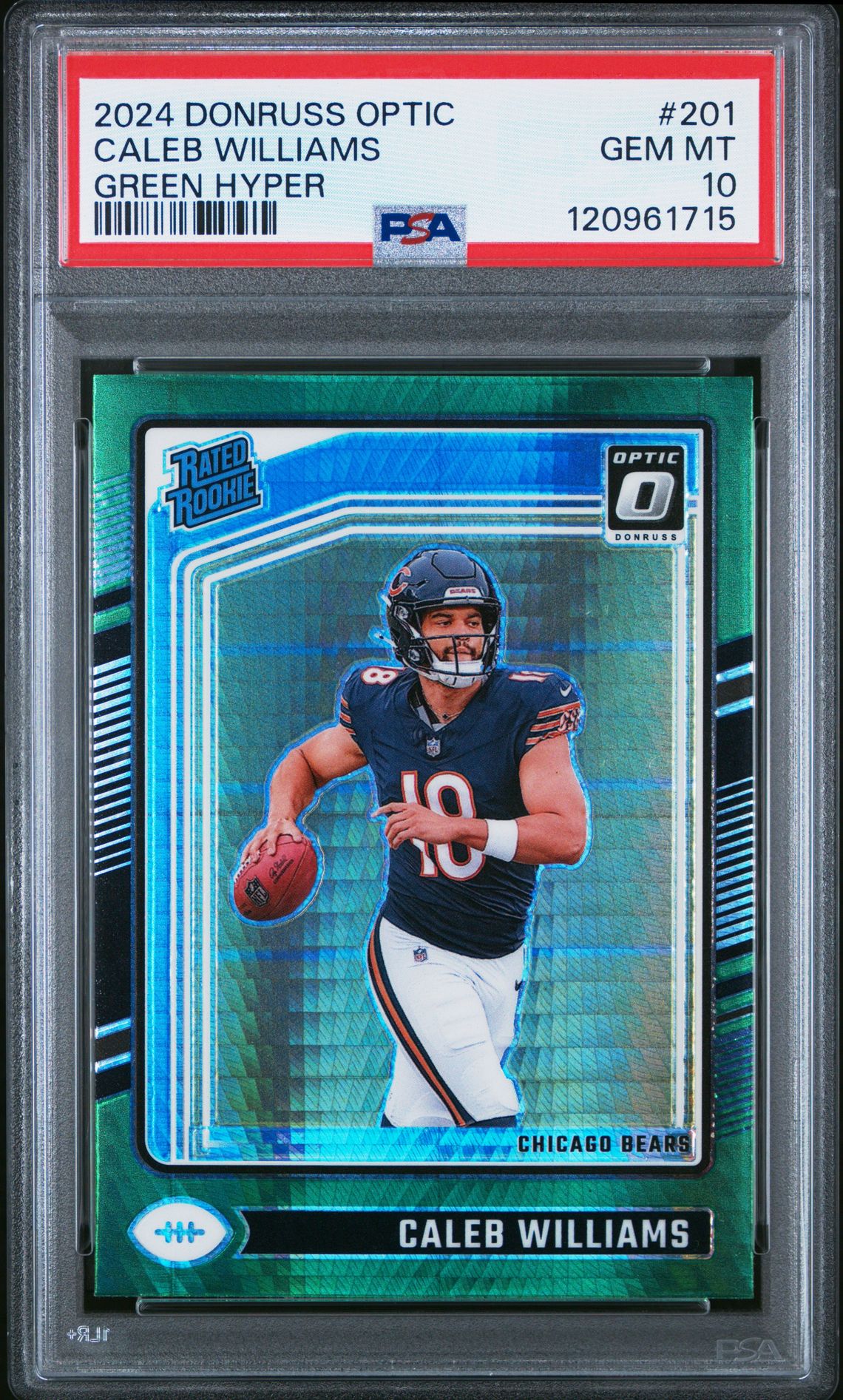 2024 Panini Donruss Optic Caleb Williams #201 (Green Hyper) Gem Mt 10 front