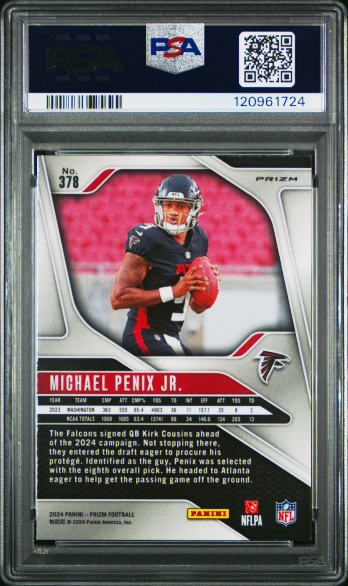 2024 Panini Prizm Michael Penix Jr. #378 (Purple Pulsar) Mint 9 back