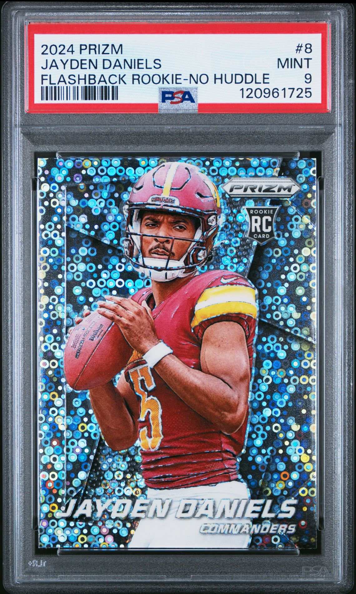 2024 Panini Prizm Prizm Flashback Rookie Jayden Daniels #8 (Flashback Rookie-No Huddle) Mint 9 front