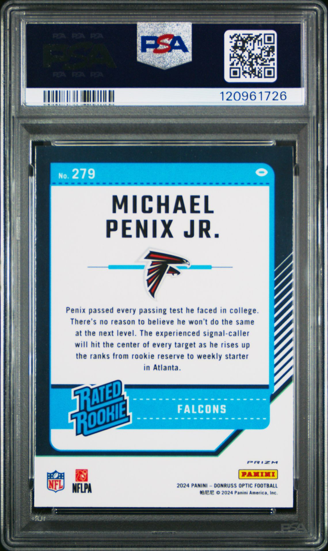 2024 Panini Donruss Optic Michael Penix Jr. #279 (Holo) Nm-Mt 8 back