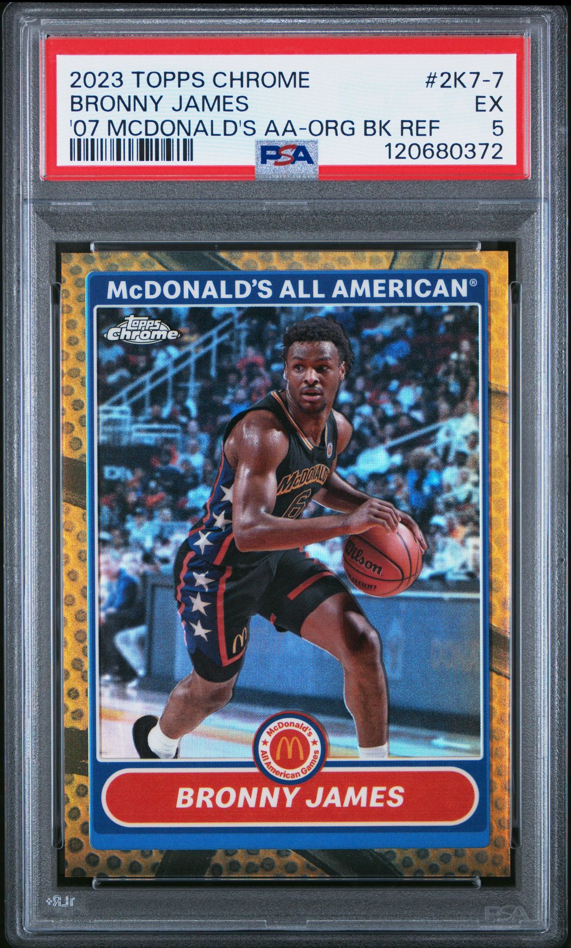 2023 Topps Chrome 2007 Mcdonald's All-American Bronny James #2K7-7 ('07 Mcdonald's Aa-Org Bk Ref) Ex 5 front