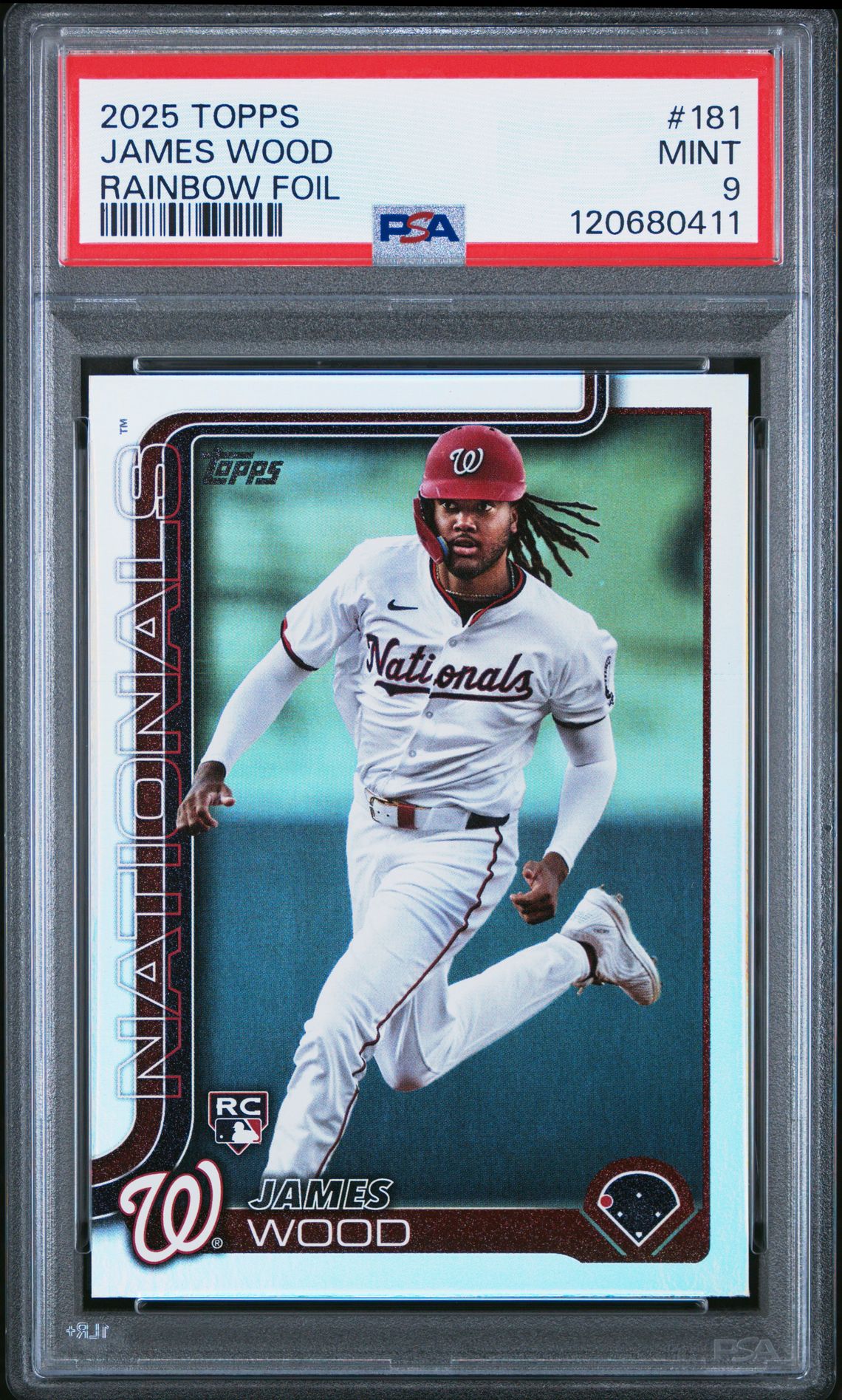 2025 Topps James Wood #181 (Rainbow Foil) Mint 9 front