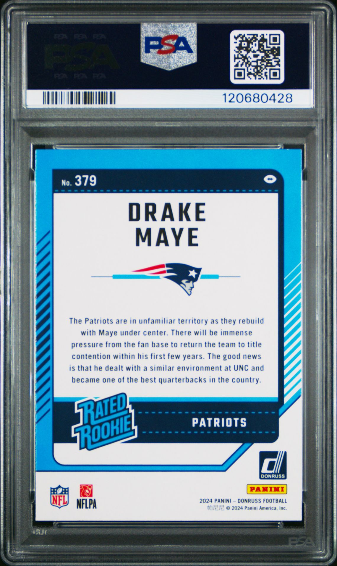 2024 Panini Donruss Drake Maye #379 Mint 9 back