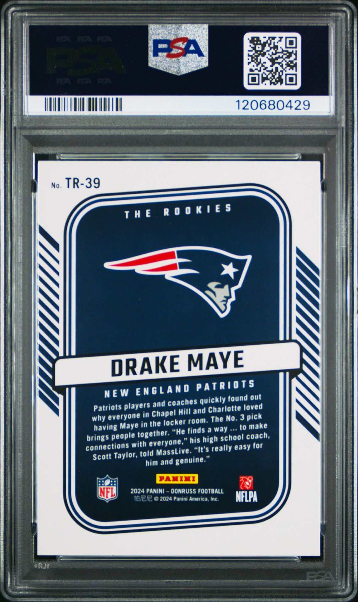 2024 Panini Donruss The Rookies Drake Maye #Tr39 Mint 9 back