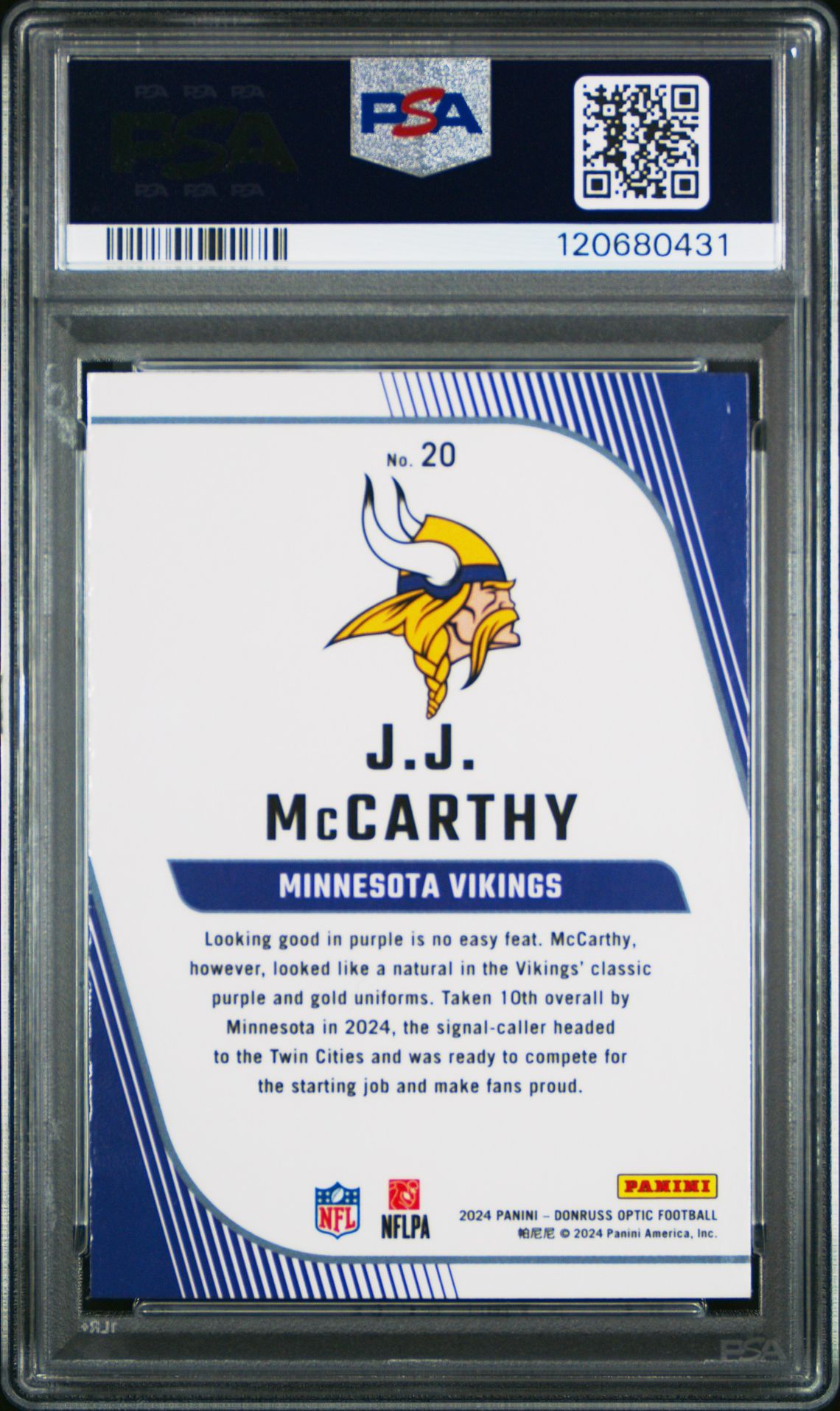 2024 Panini Donruss Optic Rookie Primary Colors Jj Mccarthy #20 Nm-Mt 8 back