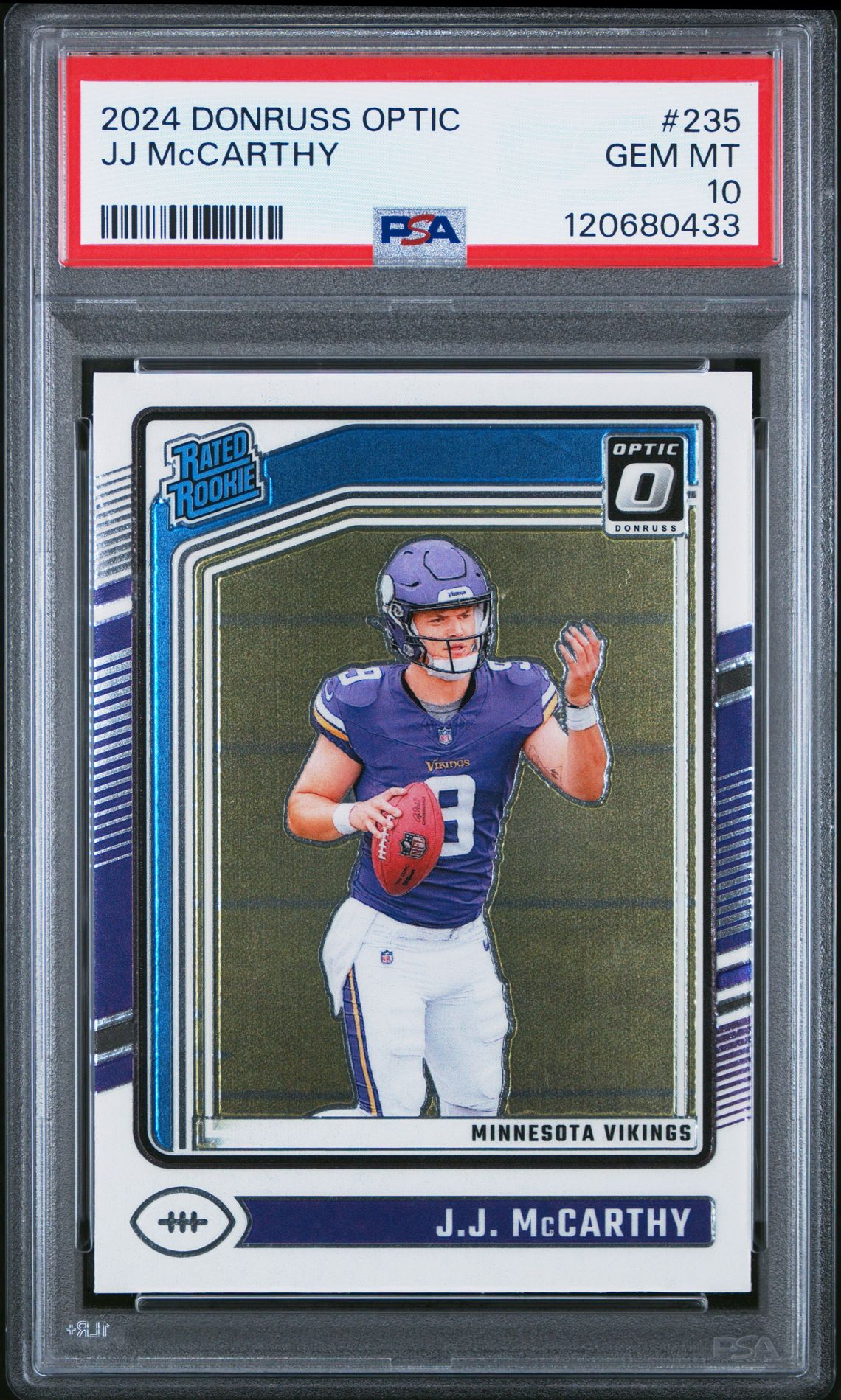 2024 Panini Donruss Optic Jj Mccarthy #235 Gem Mt 10 front