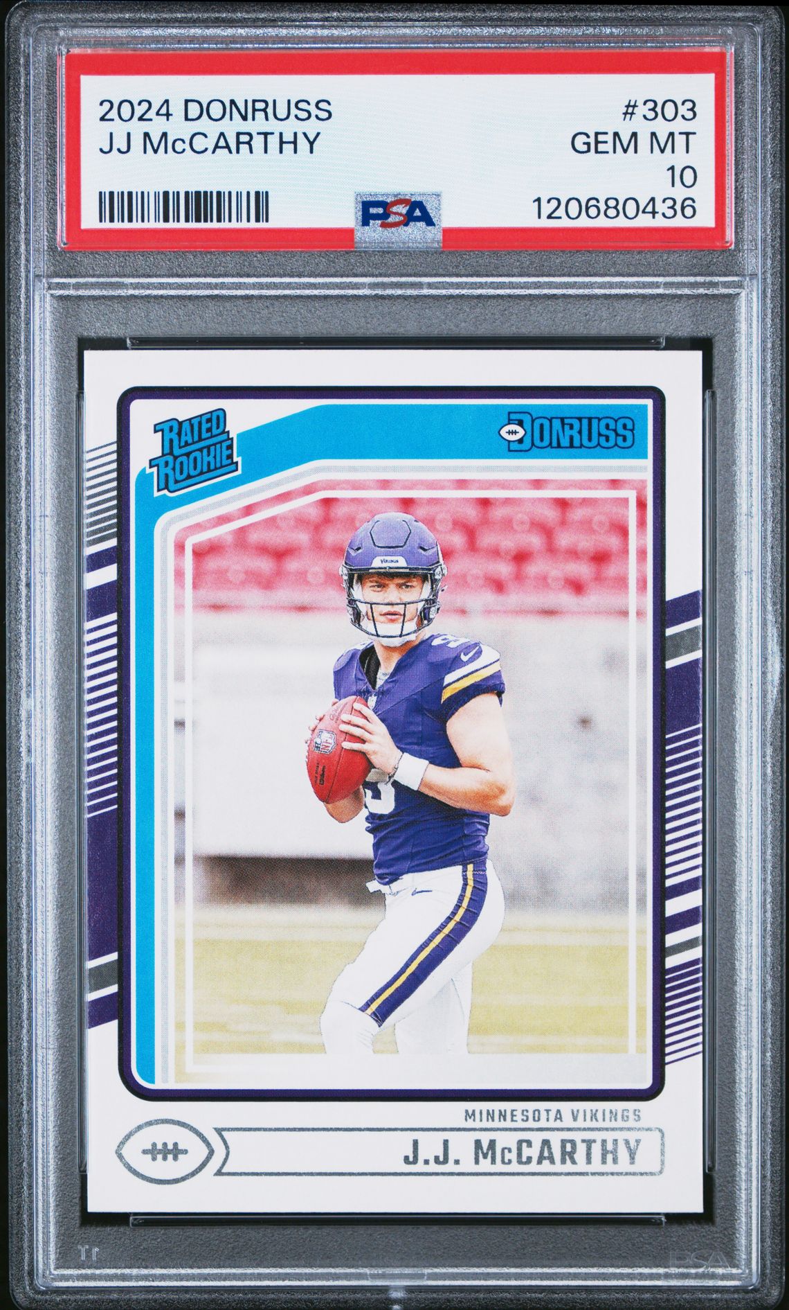 2024 Panini Donruss Jj Mccarthy #303 Gem Mt 10 front