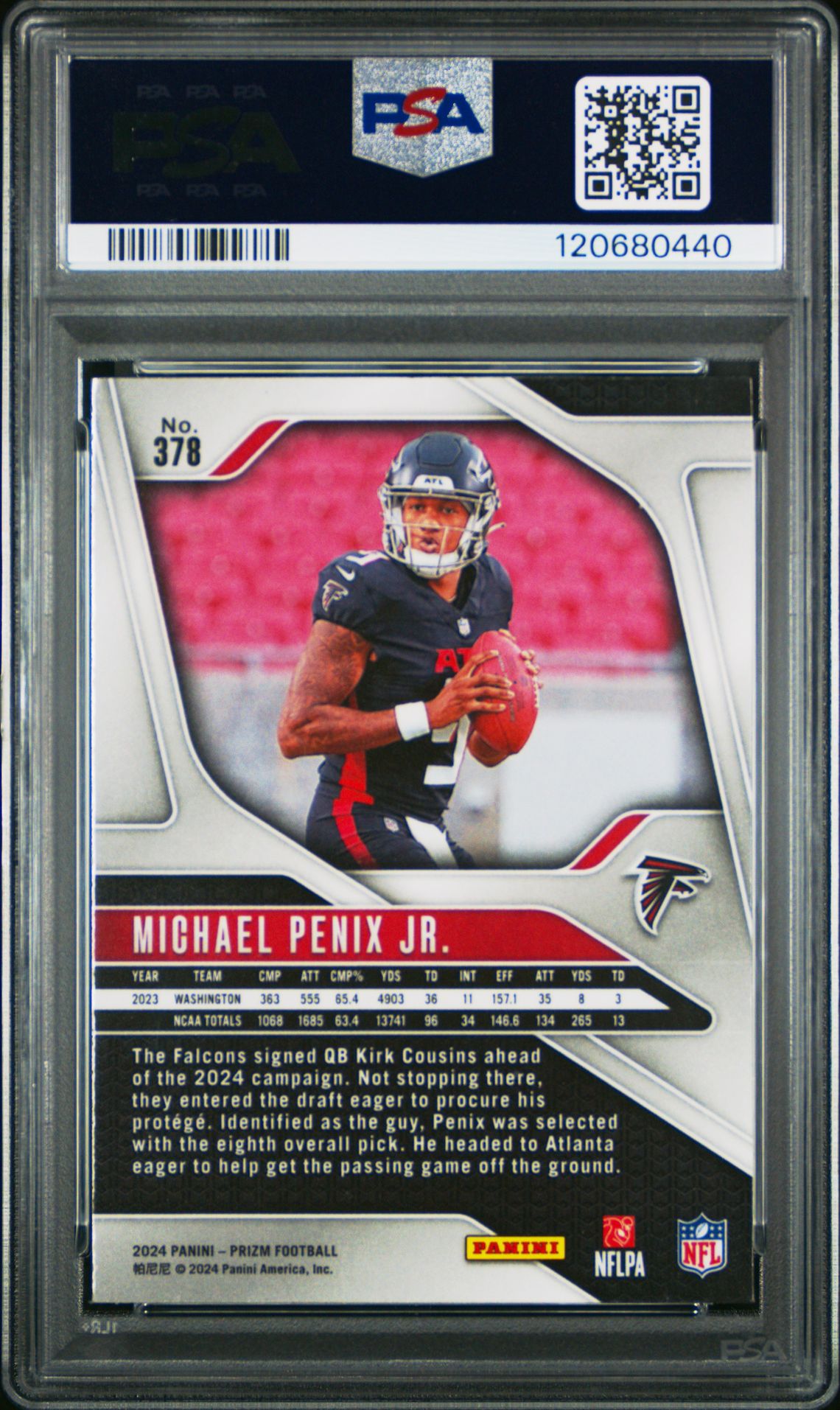 2024 Panini Prizm Michael Penix Jr. #378 Mint 9 back