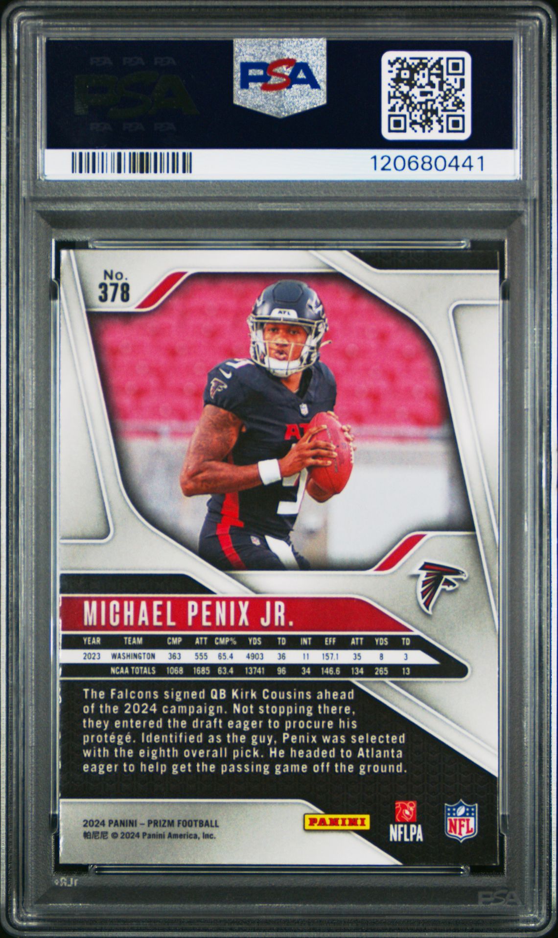 2024 Panini Prizm Michael Penix Jr. #378 Mint 9 back