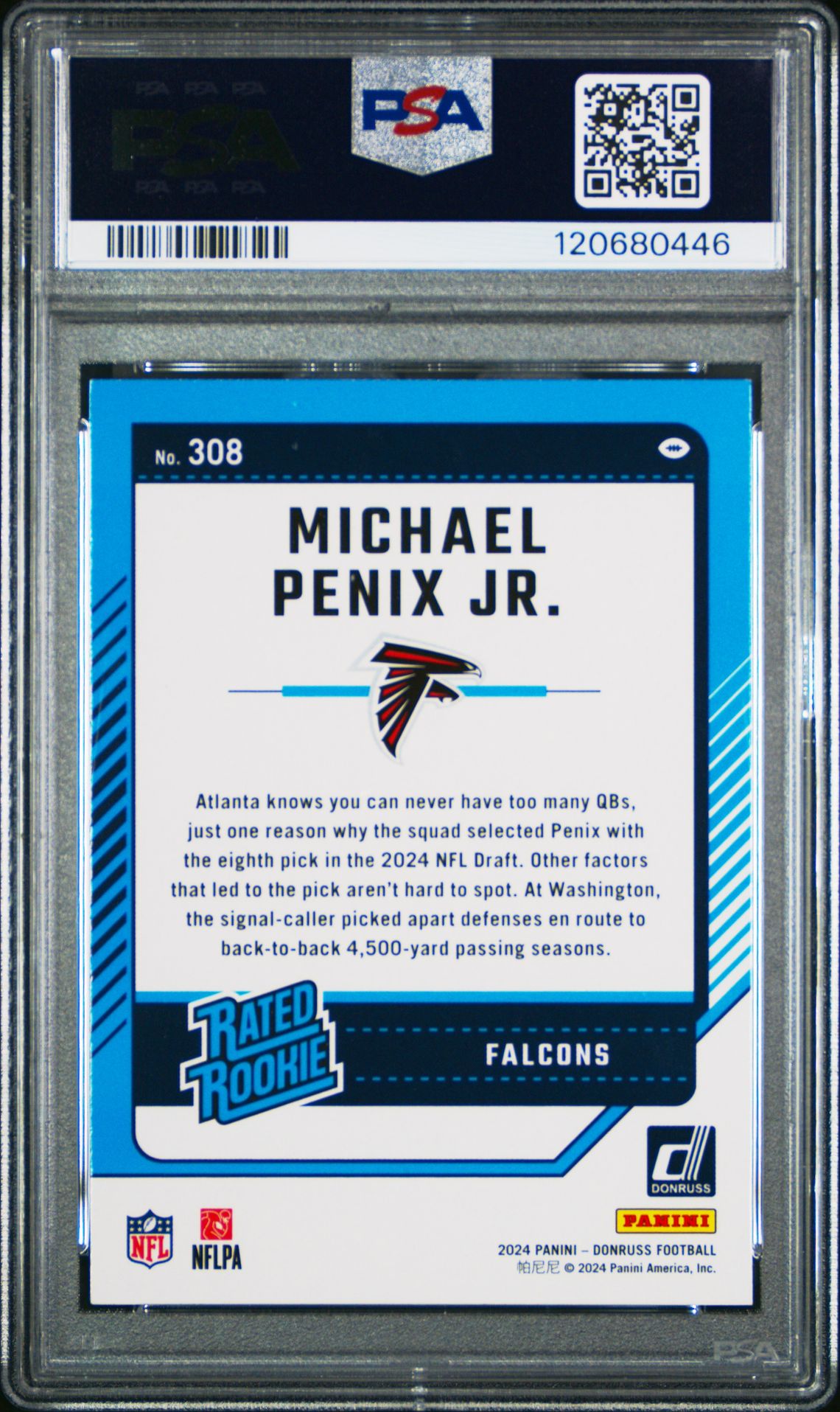 2024 Panini Donruss Michael Penix Jr. #308 Mint 9 back