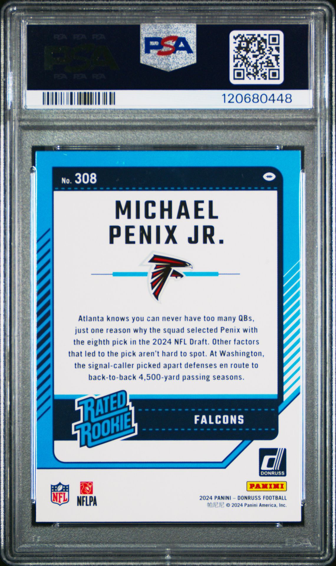2024 Panini Donruss Michael Penix Jr. #308 Mint 9 back