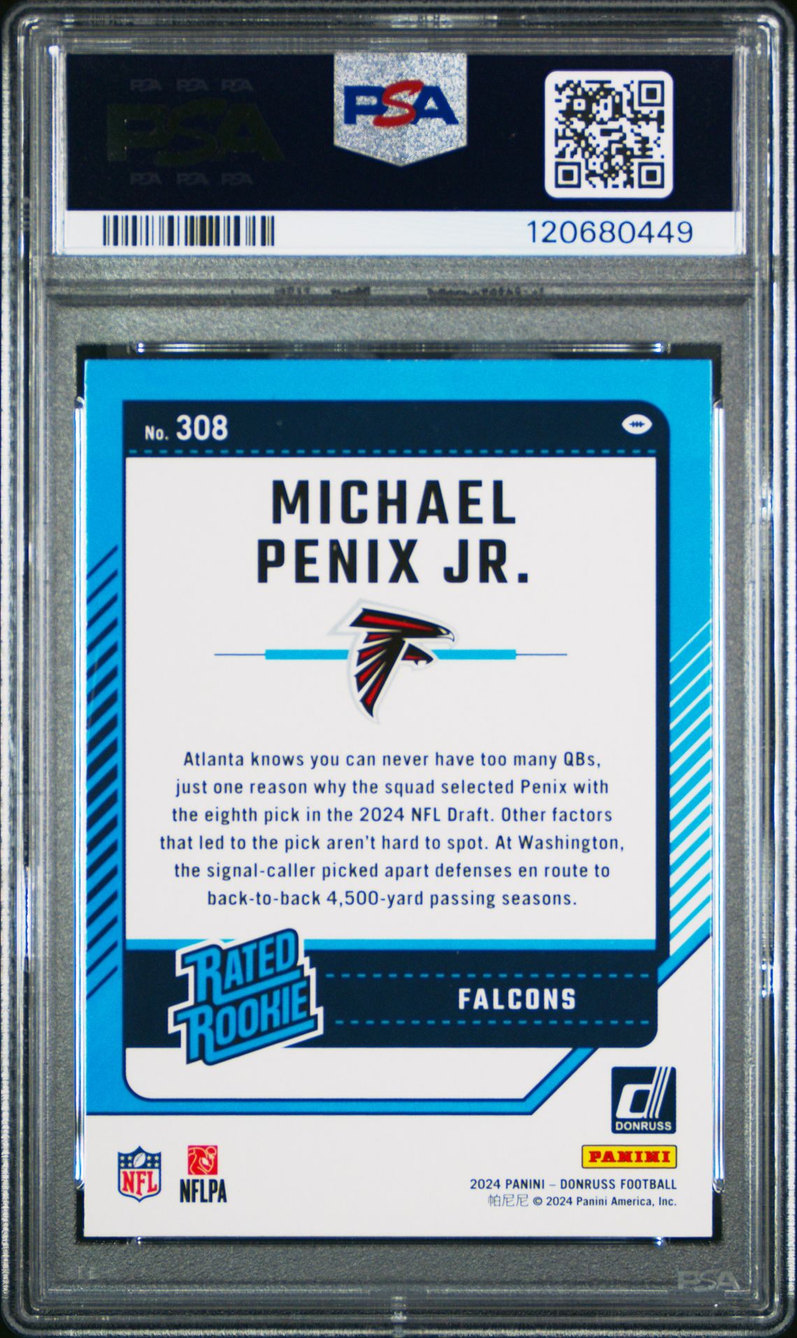 2024 Panini Donruss Michael Penix Jr. #308 Mint 9 back