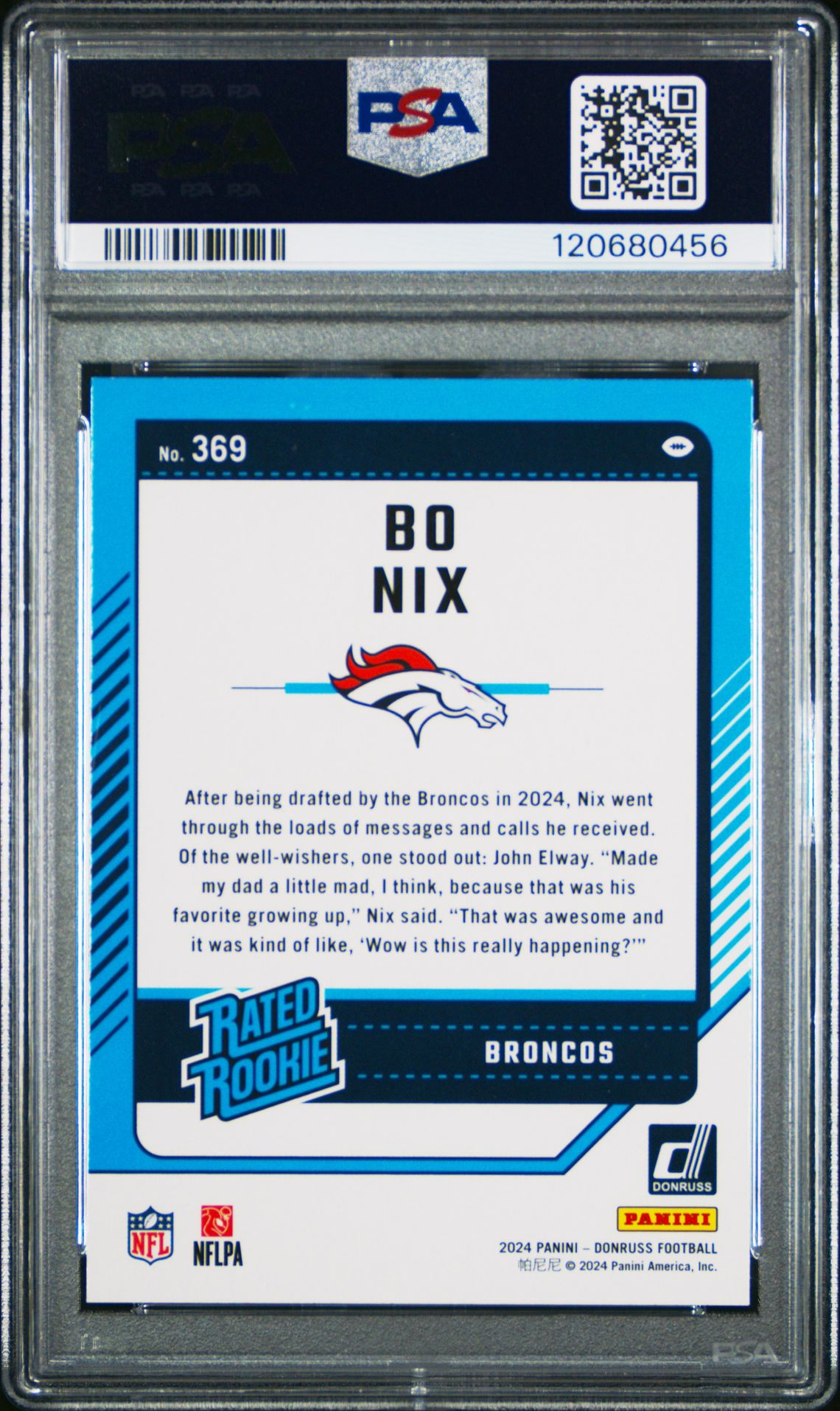 2024 Panini Donruss Bo Nix #369 Mint 9 back