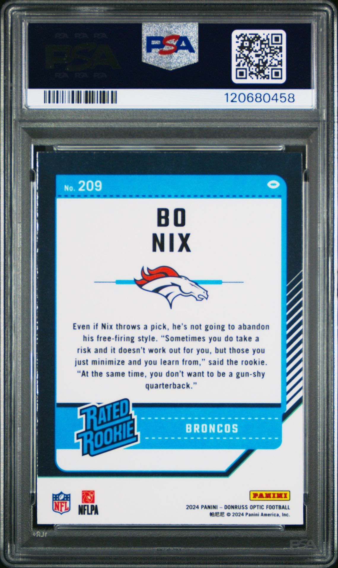 2024 Panini Donruss Optic Bo Nix #209 Nm-Mt 8 back