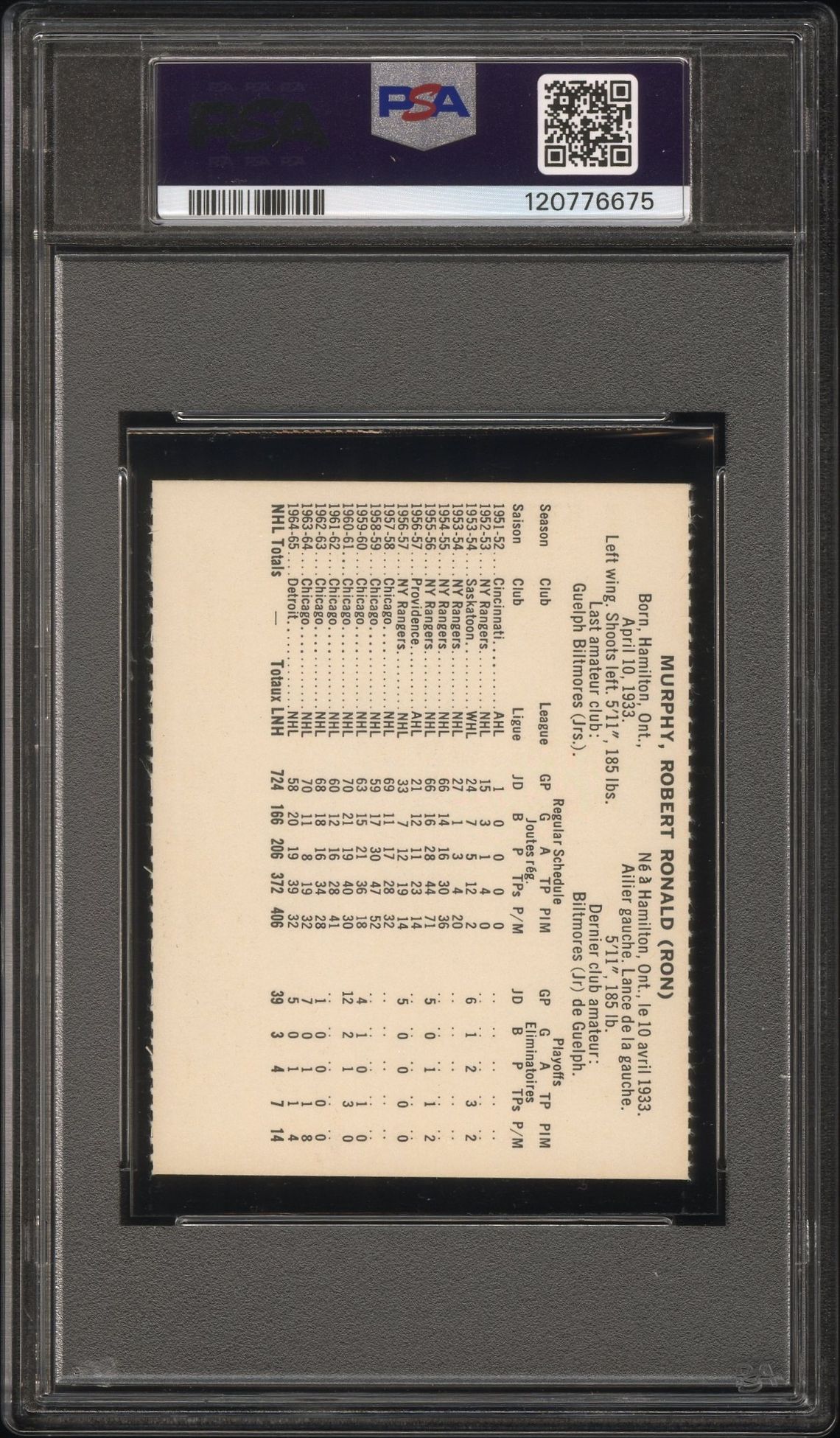 1965 Coca-Cola Ron Murphy (Perforated) Nm 7 back