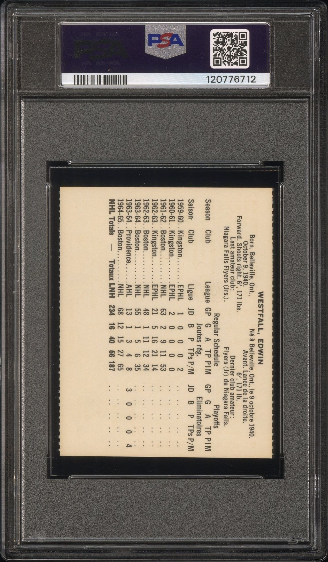 1965 Coca-Cola Ed Westfall (Perforated) Mint 9 back