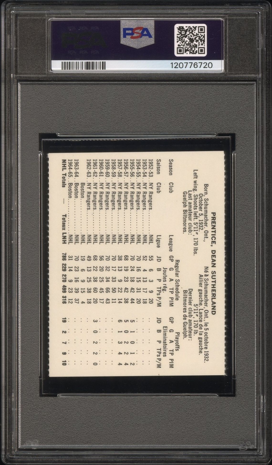 1965 Coca-Cola Dean Prentice (Perforated) Nm 7 back