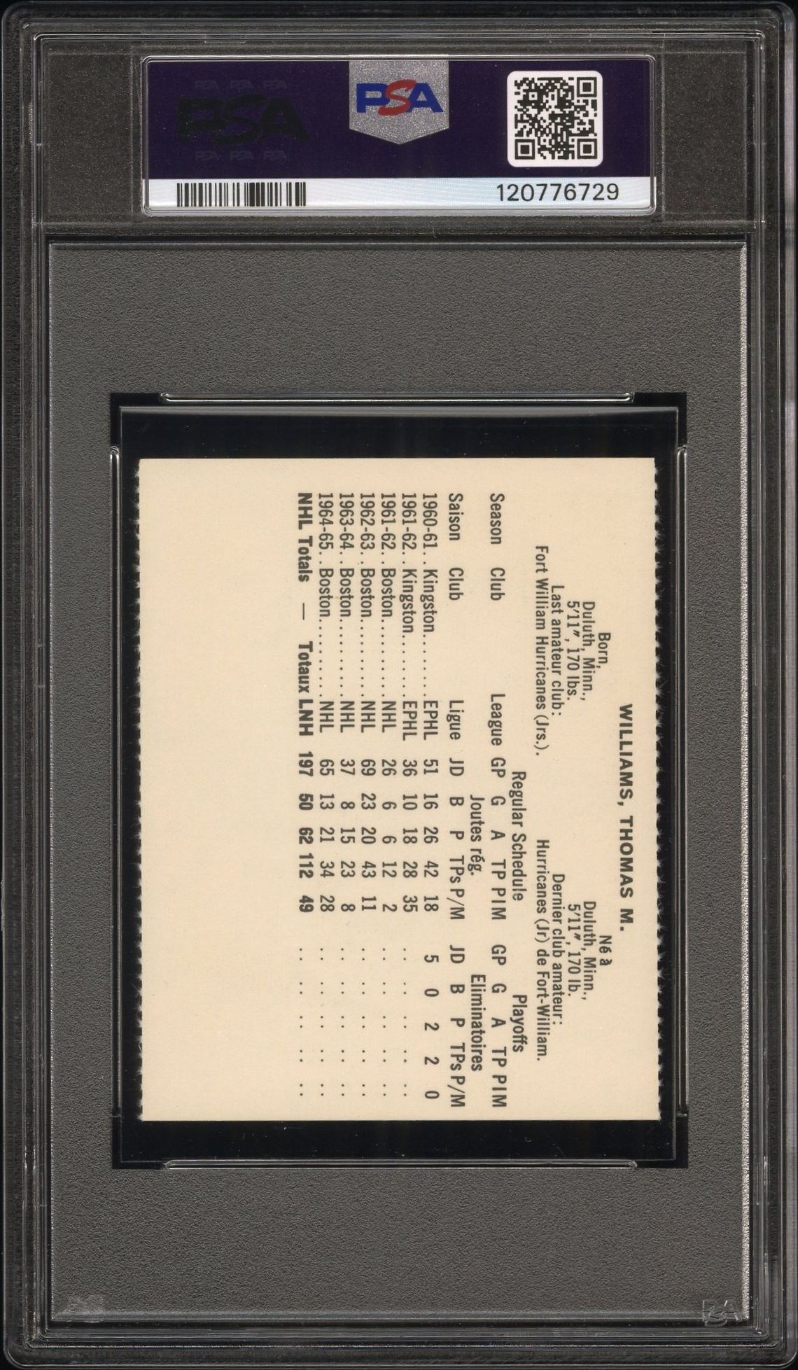 1965 Coca-Cola Tom Williams (Perforated) Mint 9 back