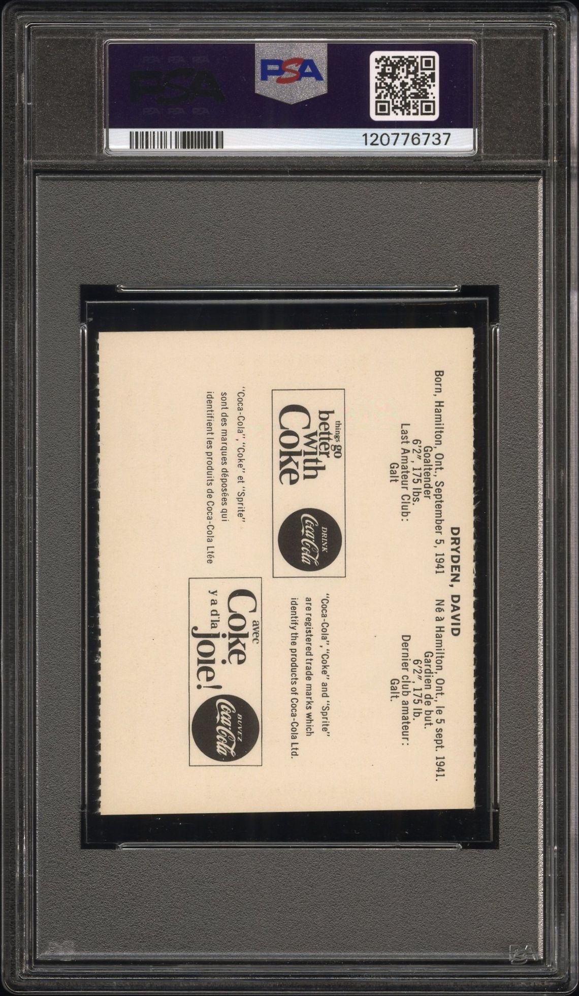 1965 Coca-Cola Dave Dryden (Perforated) Ex-Mt 6 back