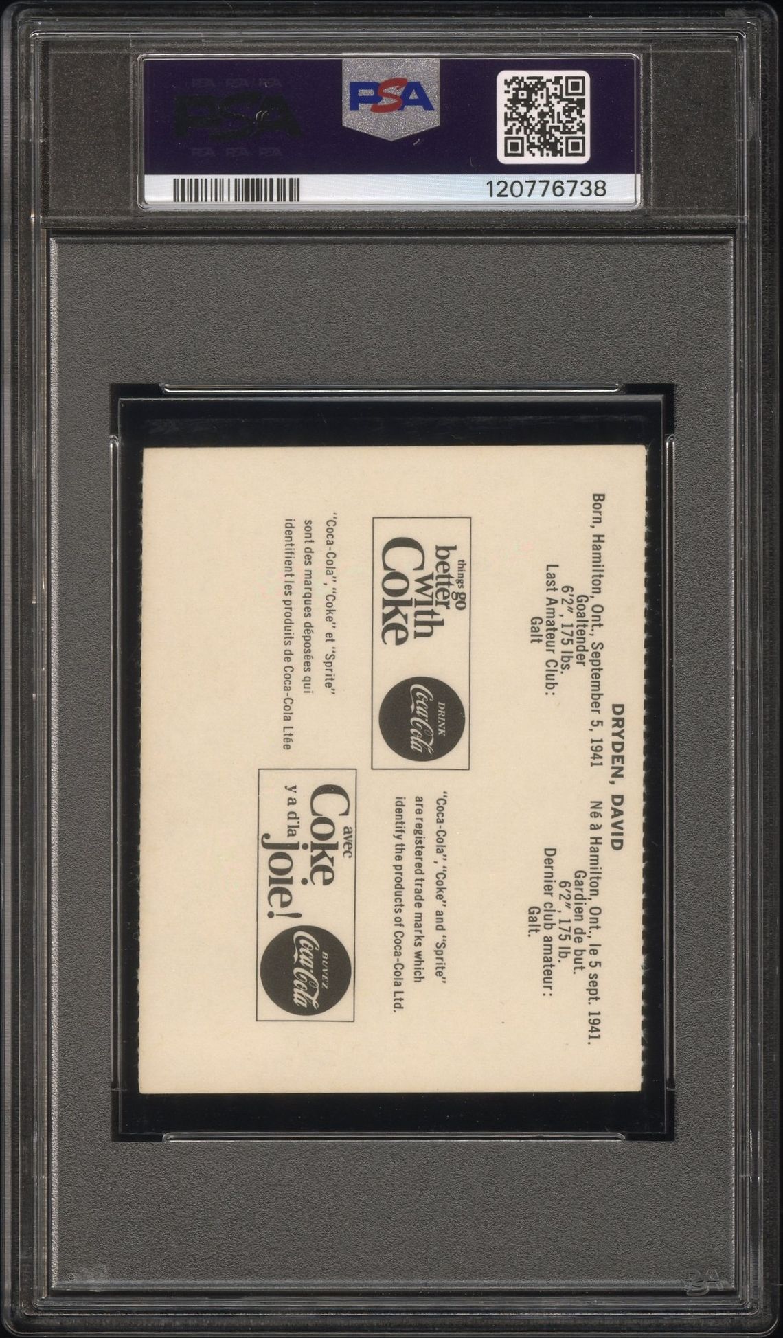 1965 Coca-Cola Dave Dryden (Perforated) Ex-Mt 6 back