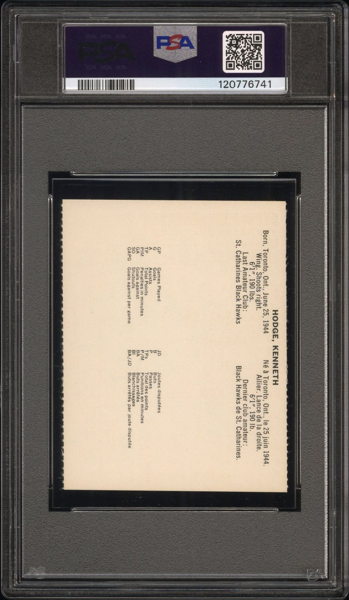 1965 Coca-Cola Ken Hodge (Perforated) Vg 3 back