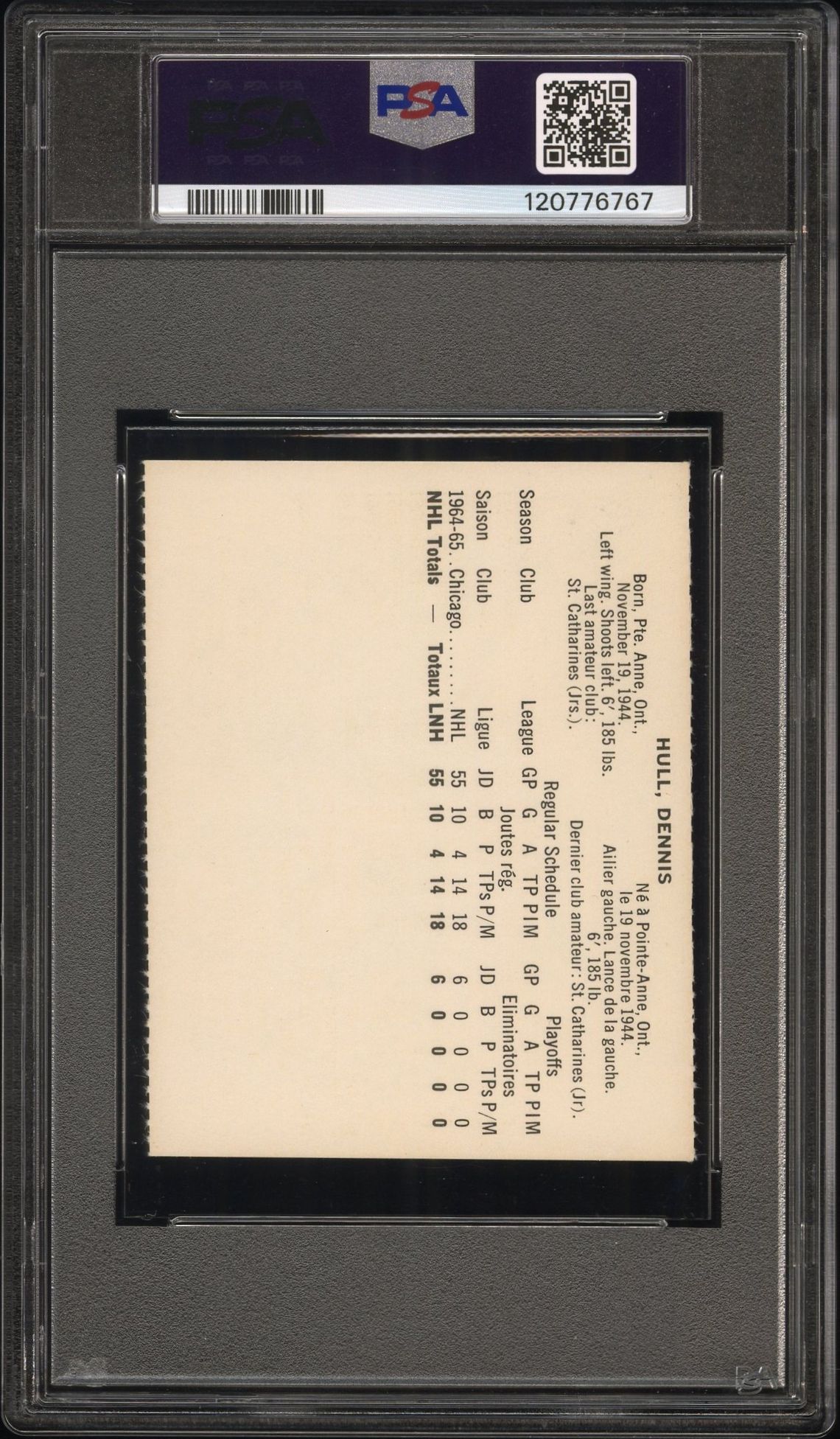 1965 Coca-Cola Dennis Hull (Perforated) Ex-Mt 6 back