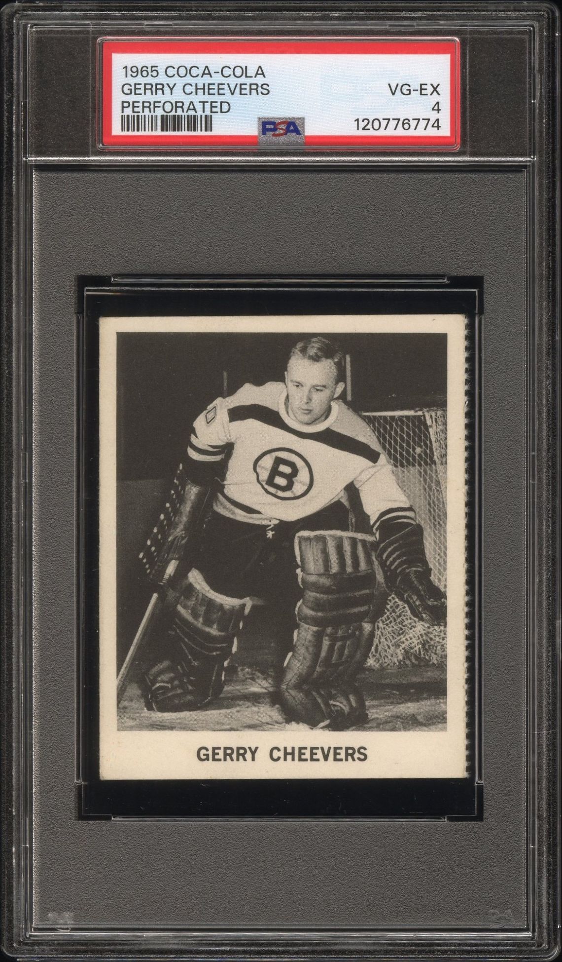 1965 Coca-Cola Gerry Cheevers (Perforated) Vg-Ex 4 front