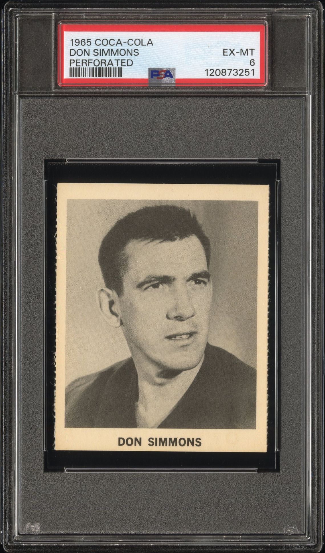 1965 Coca-Cola Don Simmons (Perforated) Ex-Mt 6 front