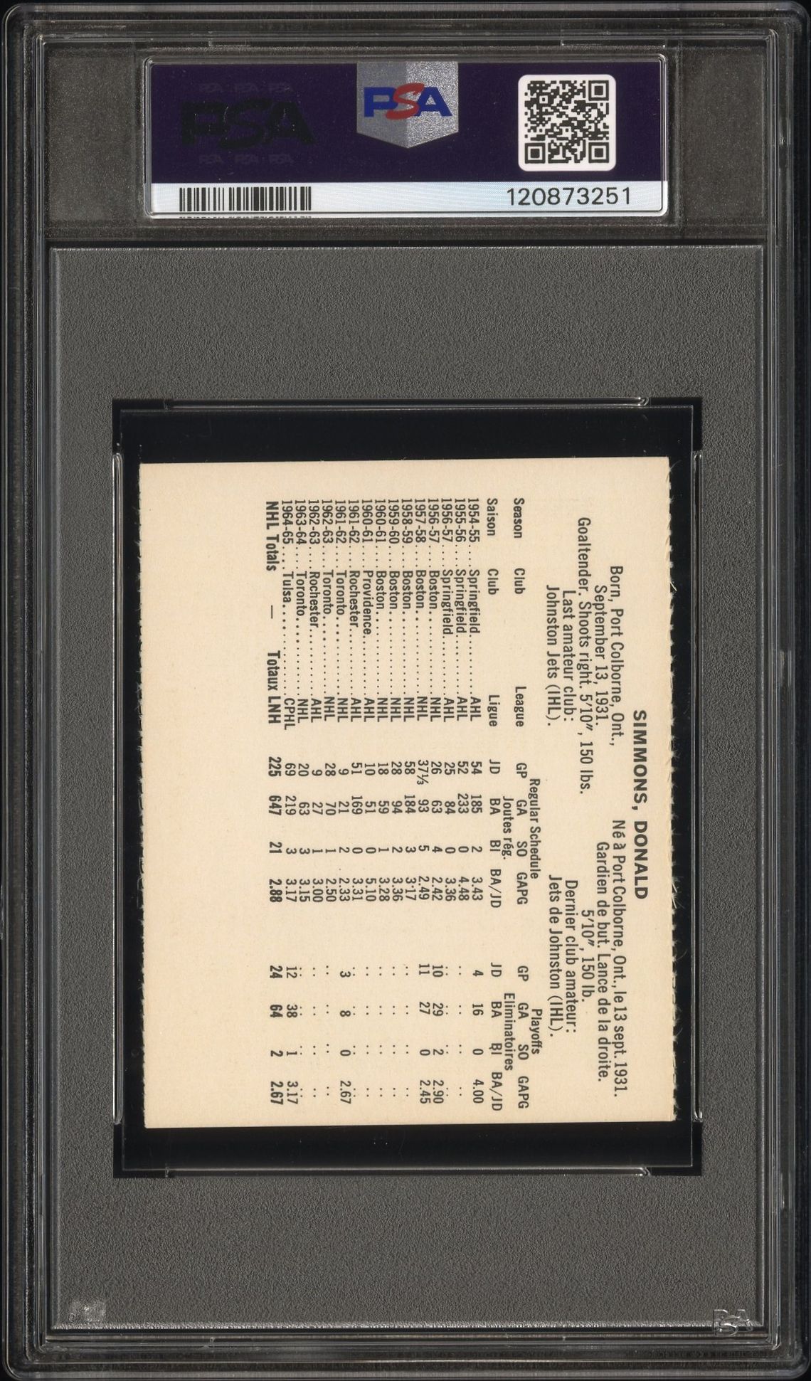 1965 Coca-Cola Don Simmons (Perforated) Ex-Mt 6 back