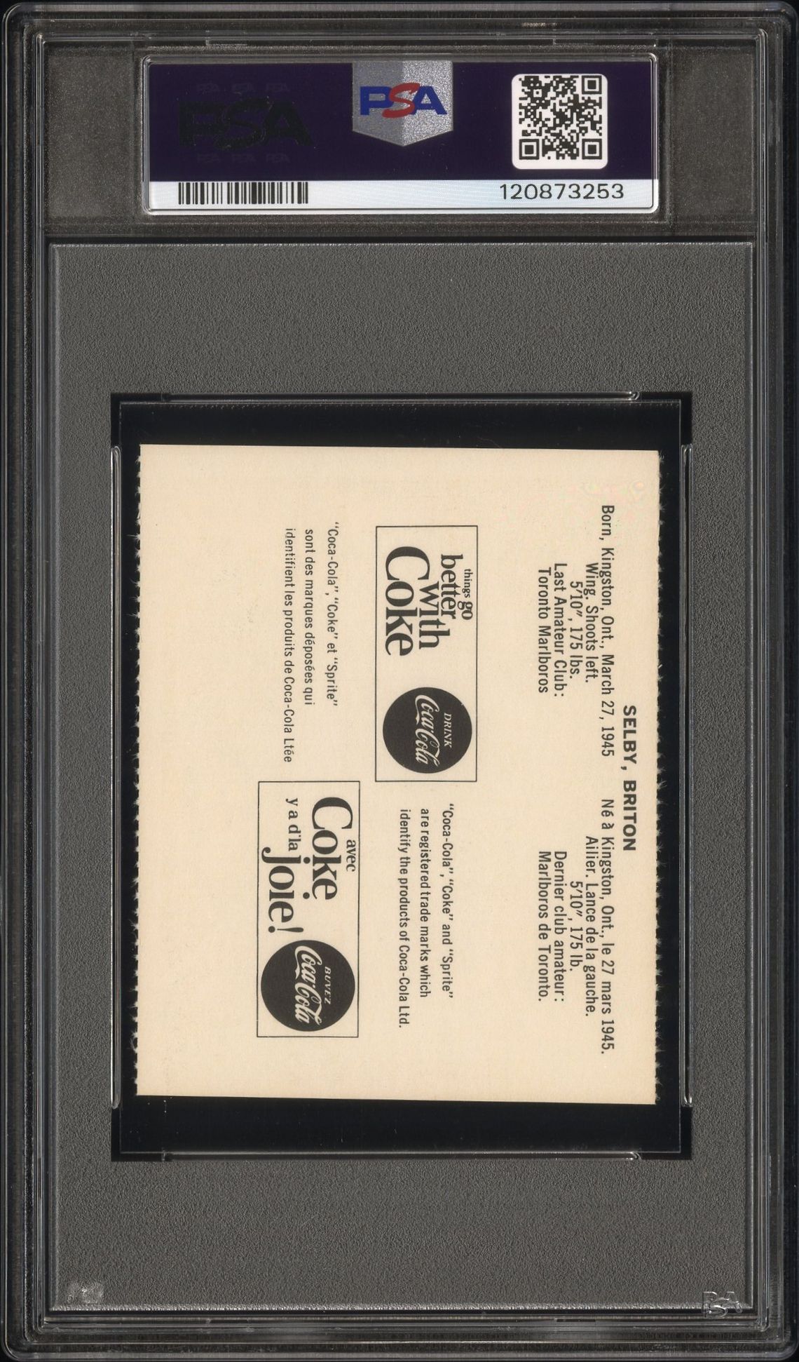 1965 Coca-Cola Brit Selby (Perforated) Nm-Mt 8 back