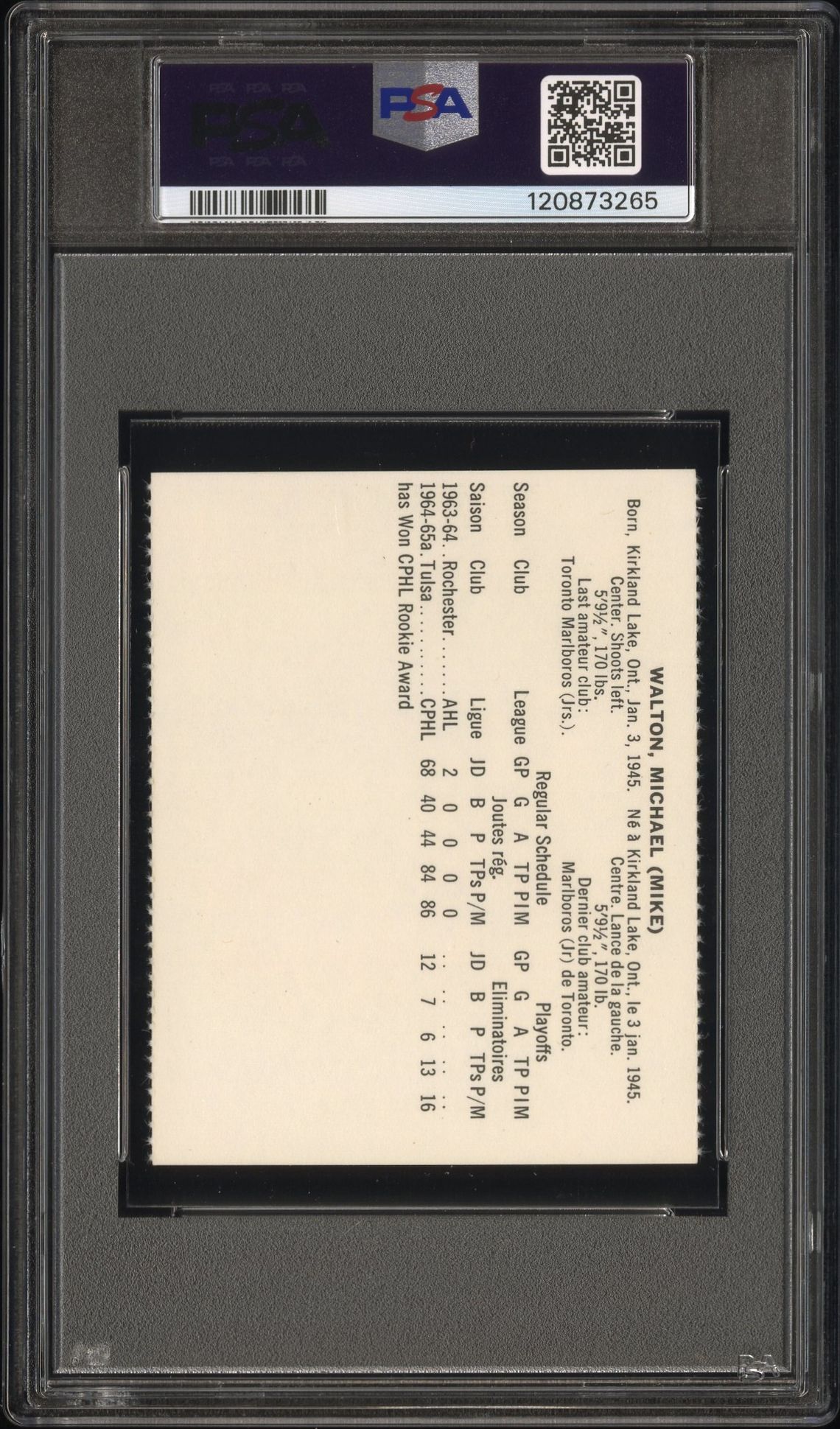 1965 Coca-Cola Mike Walton (Perforated) Ex-Mt 6 back