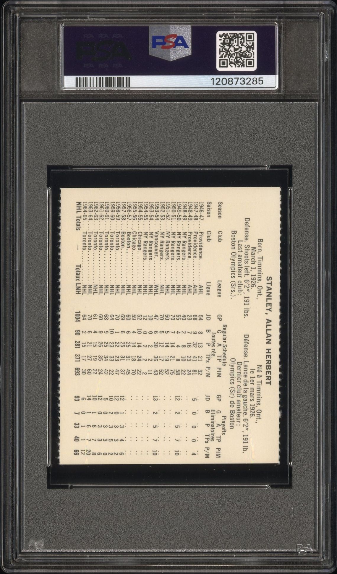 1965 Coca-Cola Allan Stanley (Perforated) Ex-Mt 6 back