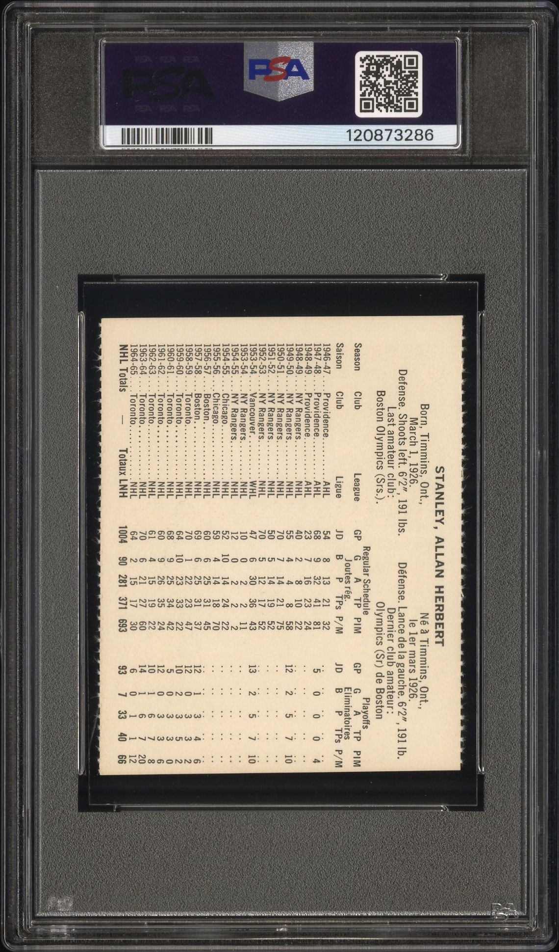 1965 Coca-Cola Allan Stanley (Perforated) Ex-Mt 6 back