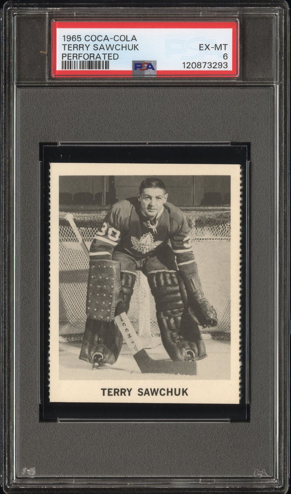 1965 Coca-Cola Terry Sawchuk (Perforated) Ex-Mt 6 front