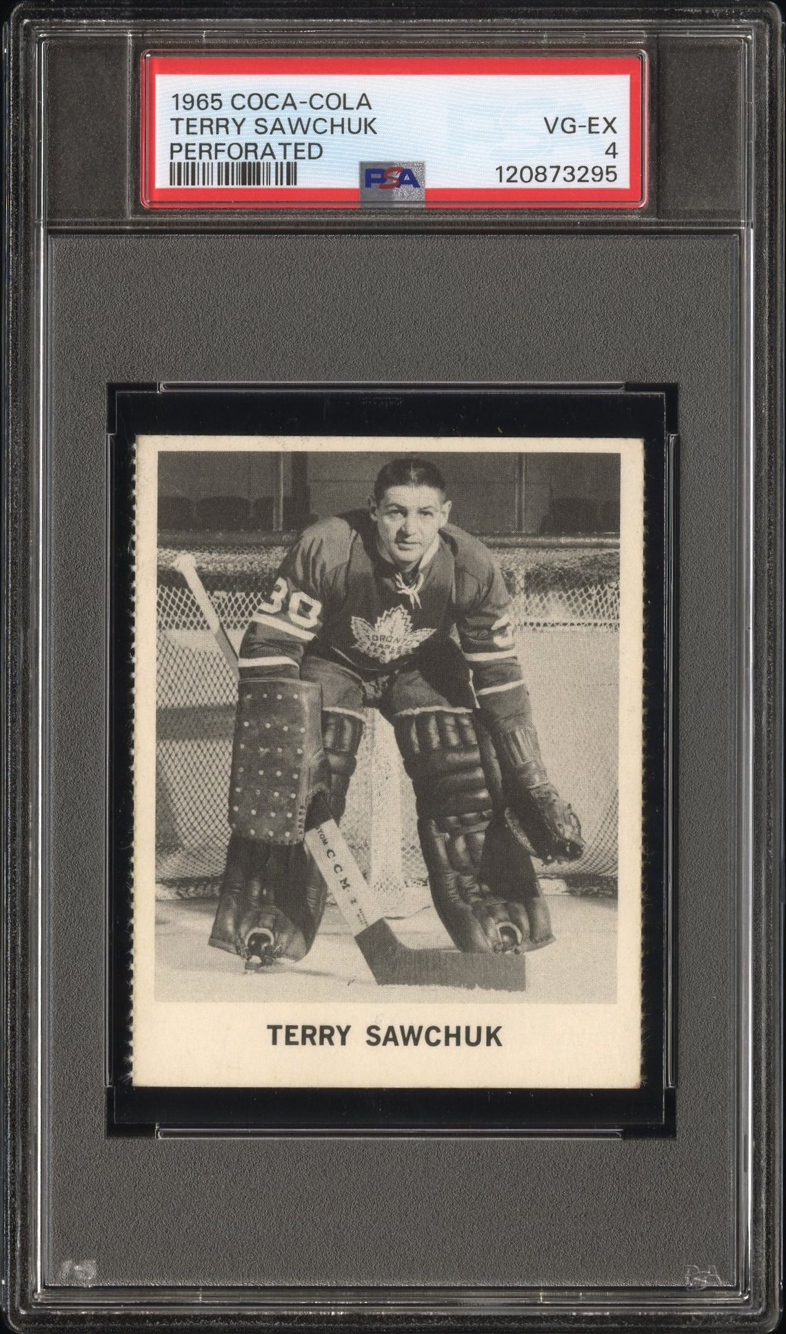 1965 Coca-Cola Terry Sawchuk (Perforated) Vg-Ex 4 front