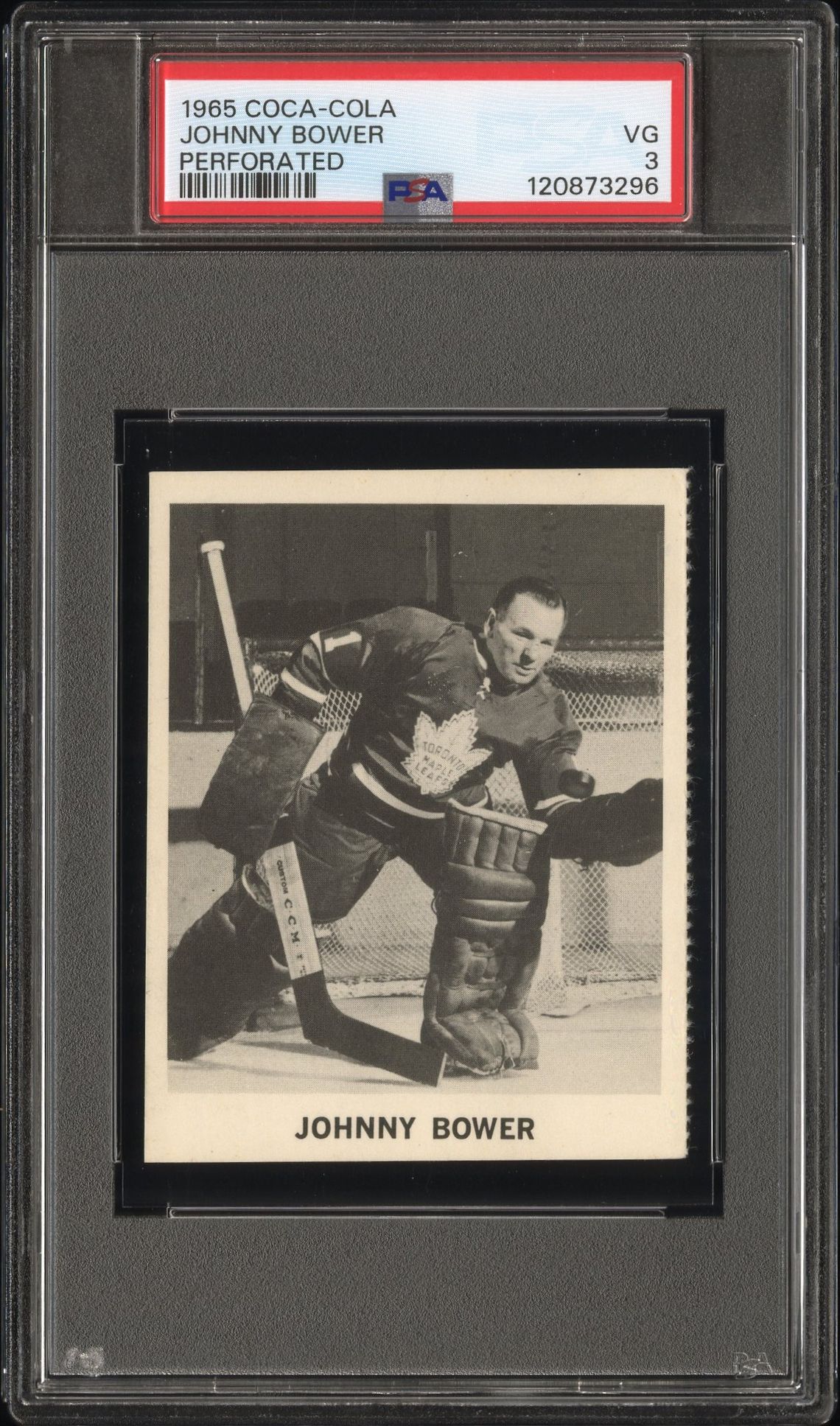 1965 Coca-Cola Johnny Bower (Perforated) Vg 3 front