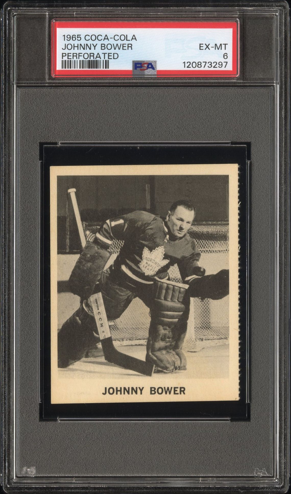 1965 Coca-Cola Johnny Bower (Perforated) Ex-Mt 6 front