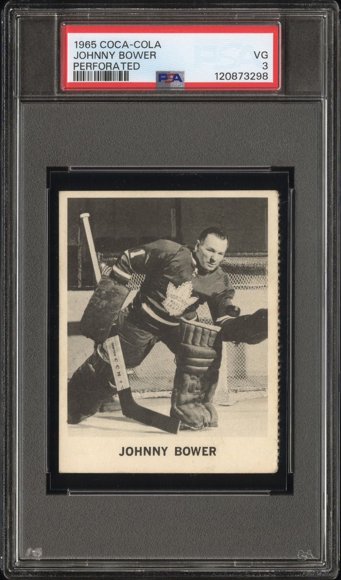 1965 Coca-Cola Johnny Bower (Perforated) Vg 3 front