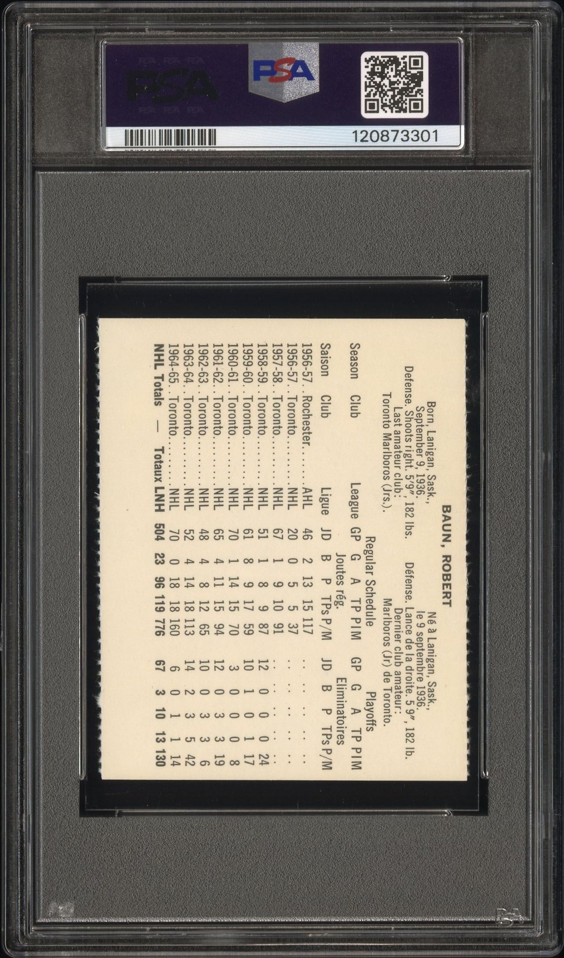 1965 Coca-Cola Bob Baun (Perforated) Nm 7 back