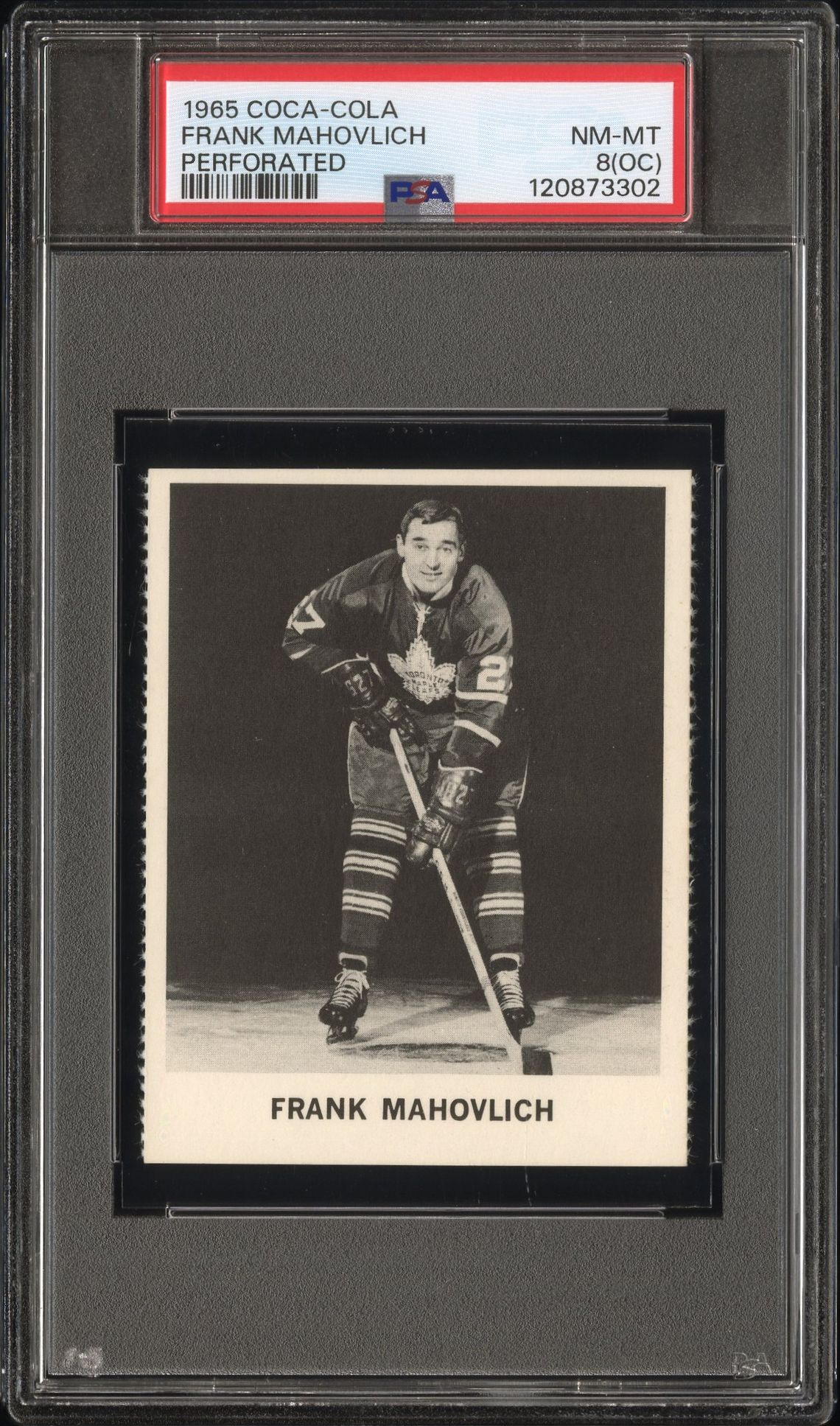 1965 Coca-Cola Frank Mahovlich (Perforated) Nm-Mt 8 (Oc) front